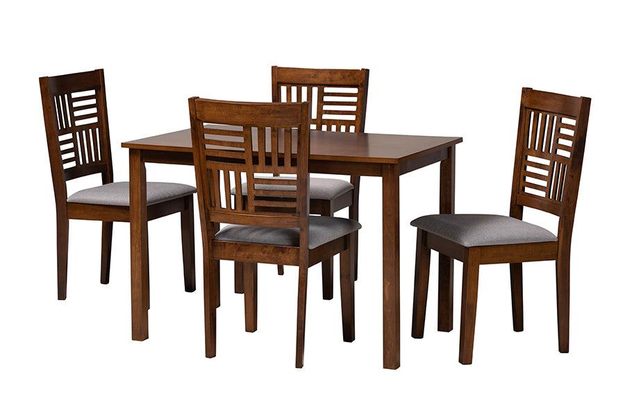 Deanna Modern Fabric and Finished Wood 5-Piece Dining Set