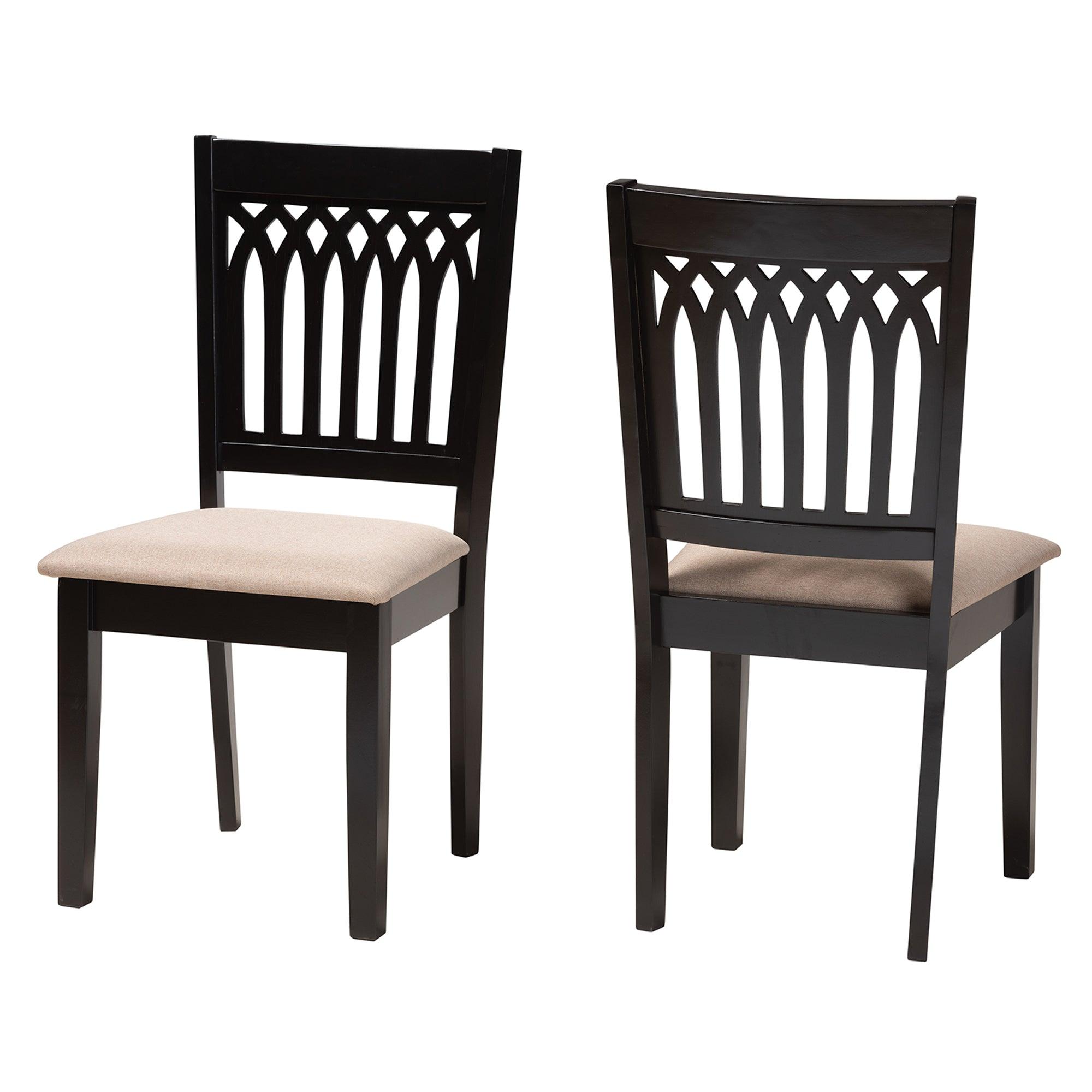 Genesis Modern Fabric and Finished Wood 2-Piece Dining Chair Set