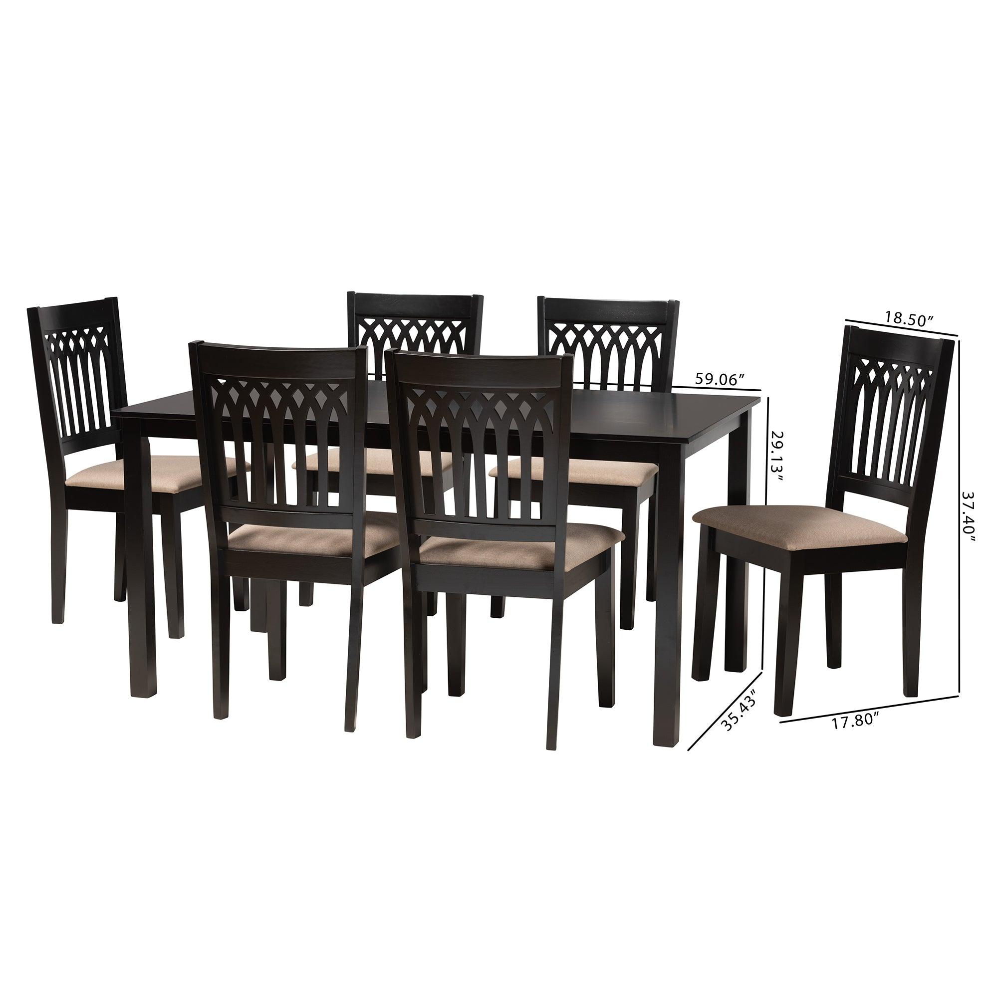 Genesis Modern Fabric and Finished Wood 7-Piece Dining Set