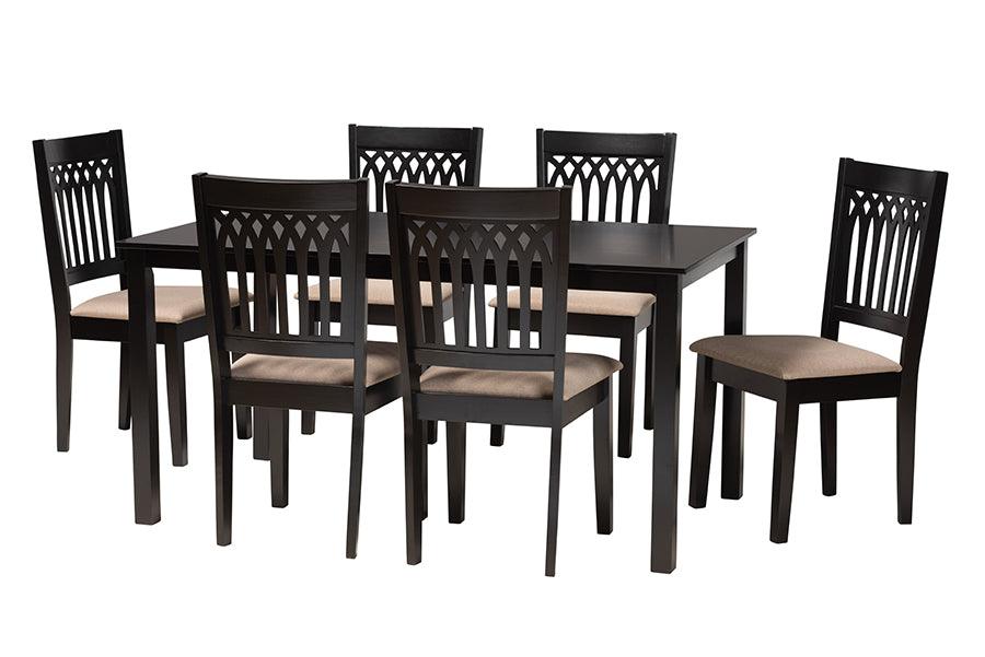 Genesis Modern Fabric and Finished Wood 7-Piece Dining Set