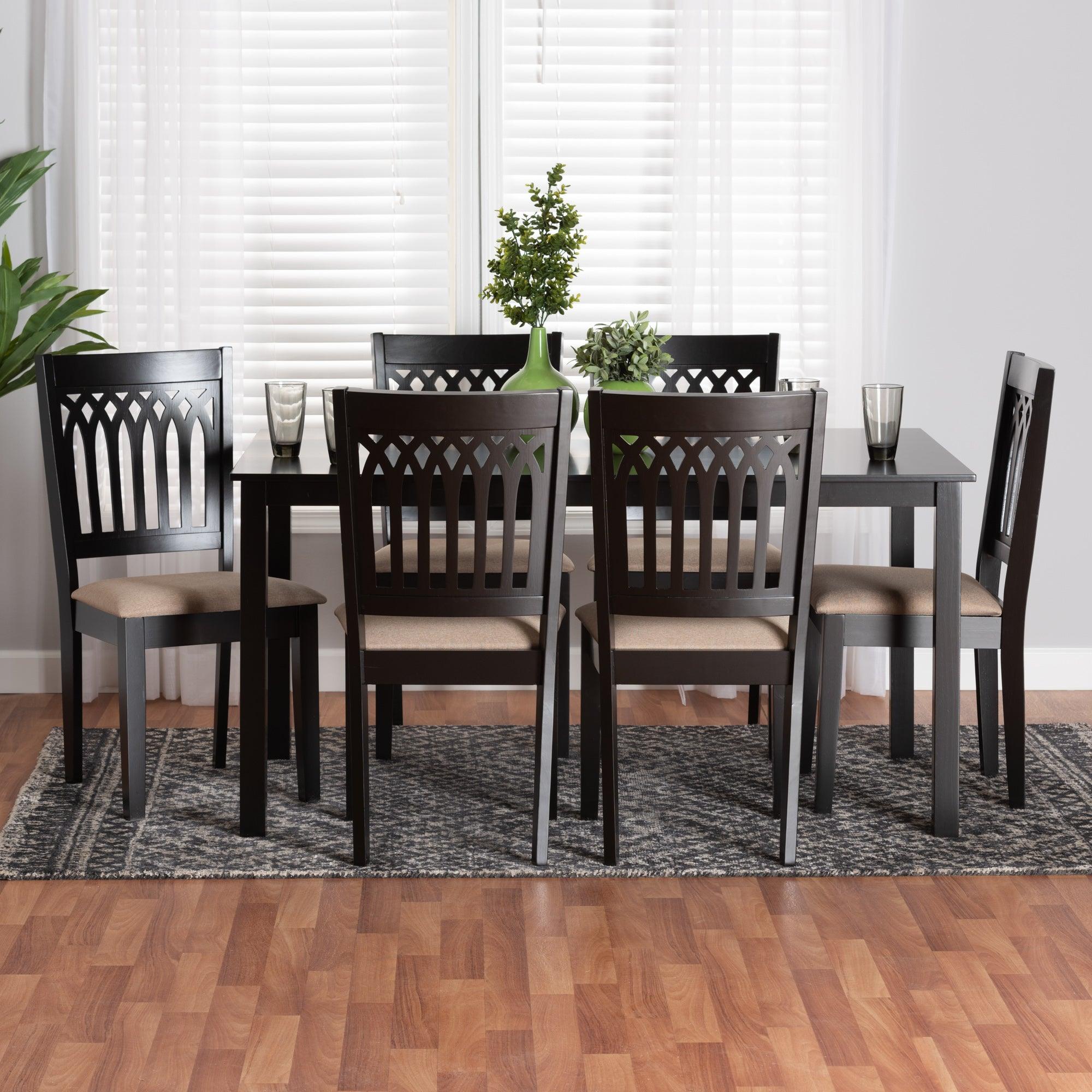 Genesis Modern Fabric and Finished Wood 7-Piece Dining Set