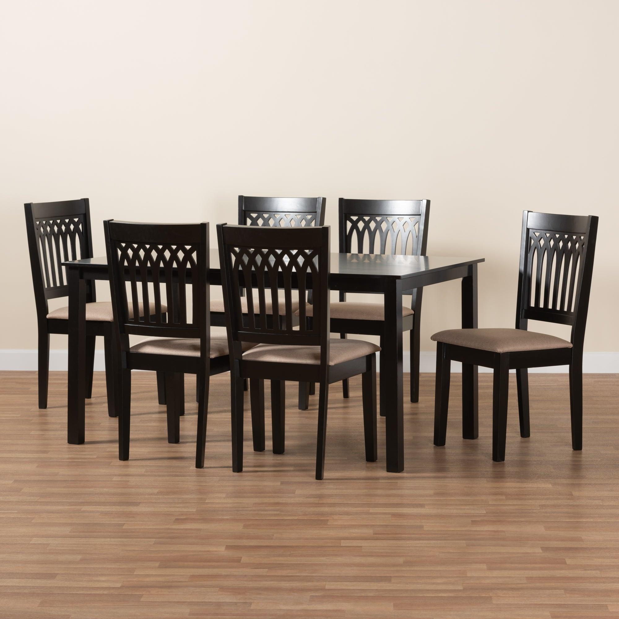 Genesis Modern Fabric and Finished Wood 7-Piece Dining Set