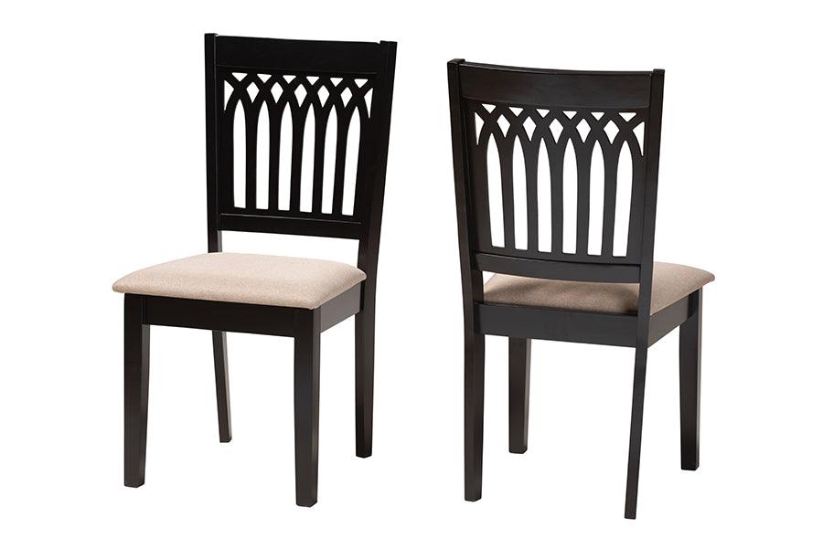 Genesis Modern Fabric and Finished Wood 2-Piece Dining Chair Set