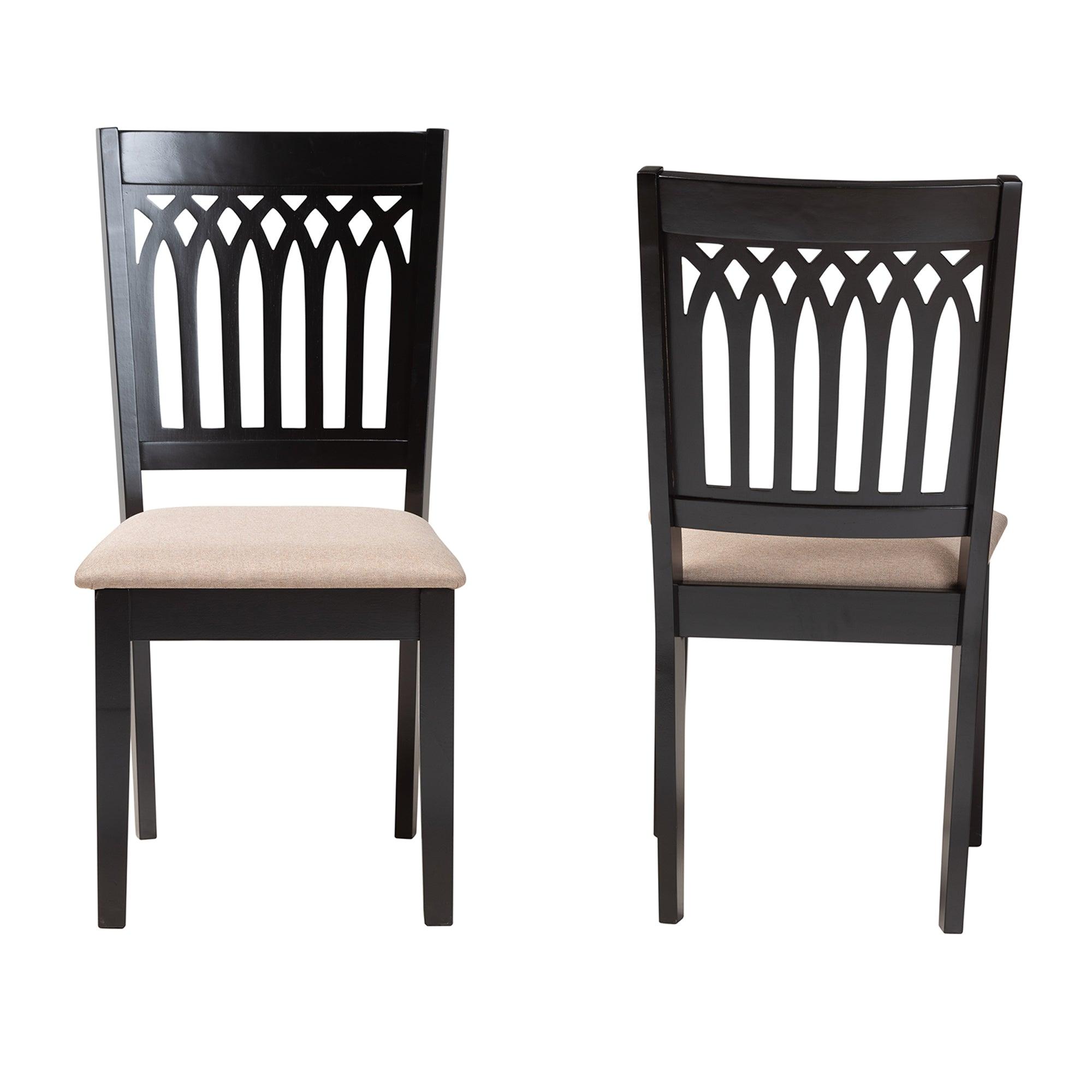 Genesis Modern Fabric and Finished Wood 2-Piece Dining Chair Set