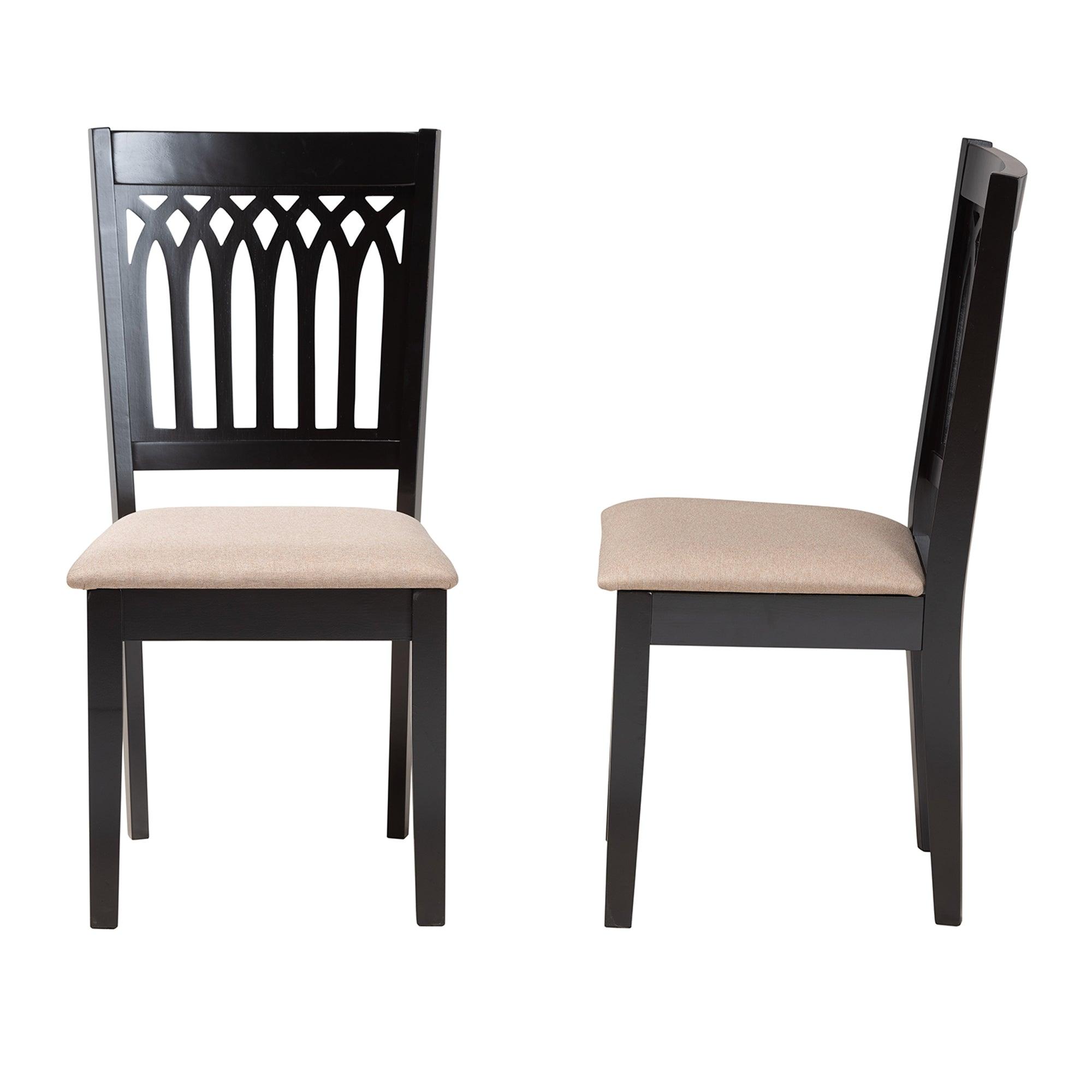 Genesis Modern Fabric and Finished Wood 2-Piece Dining Chair Set