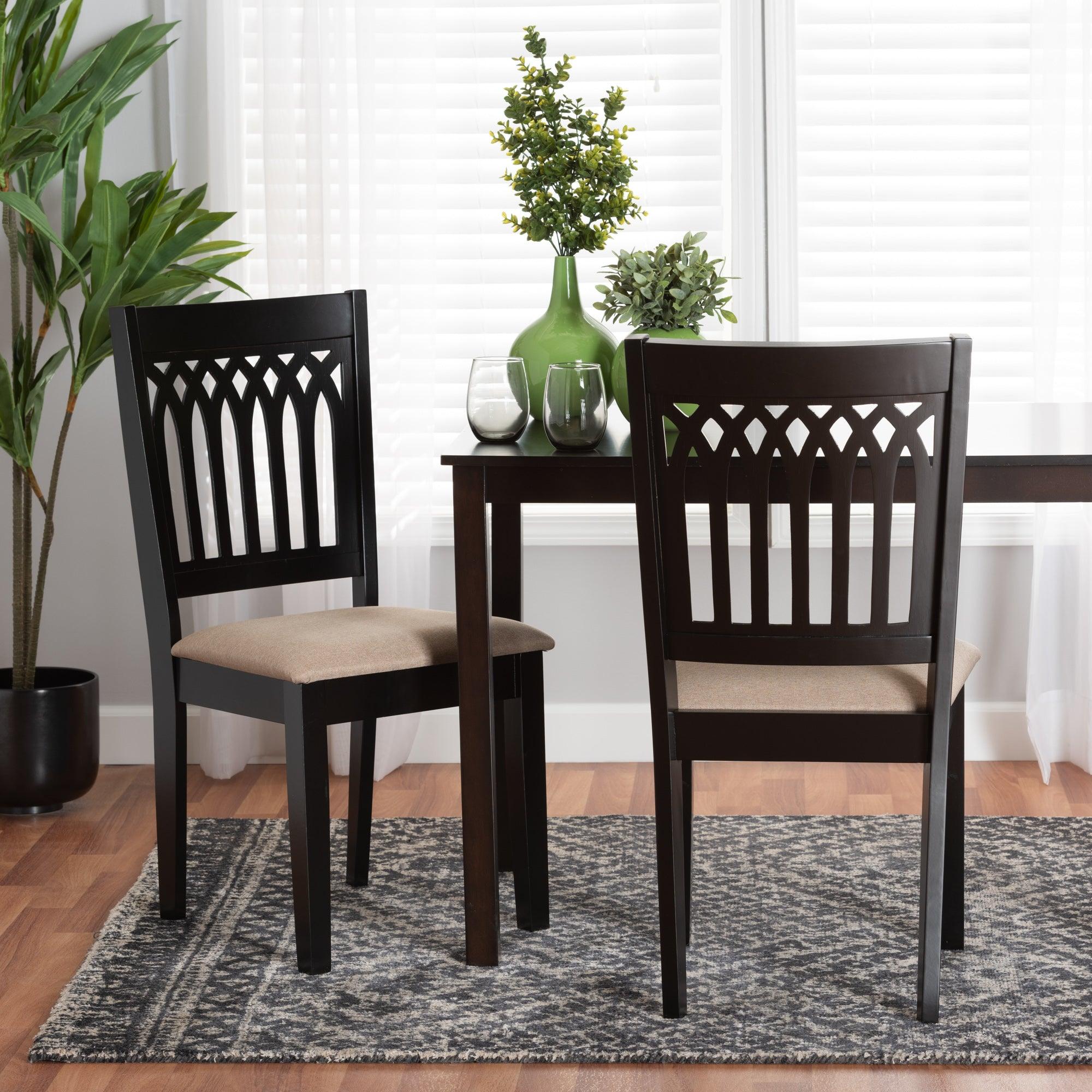 Genesis Modern Fabric and Finished Wood 2-Piece Dining Chair Set