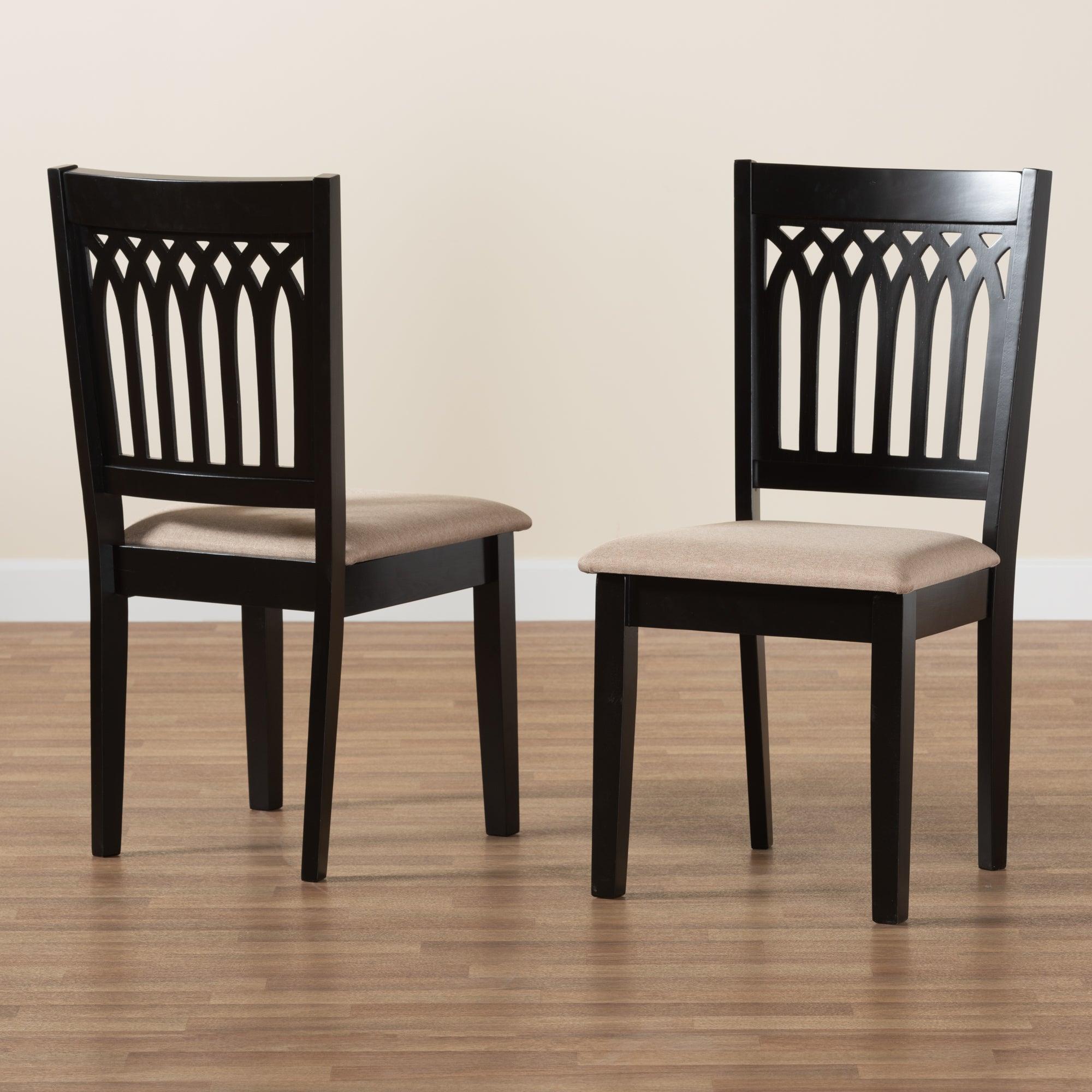 Genesis Modern Fabric and Finished Wood 2-Piece Dining Chair Set