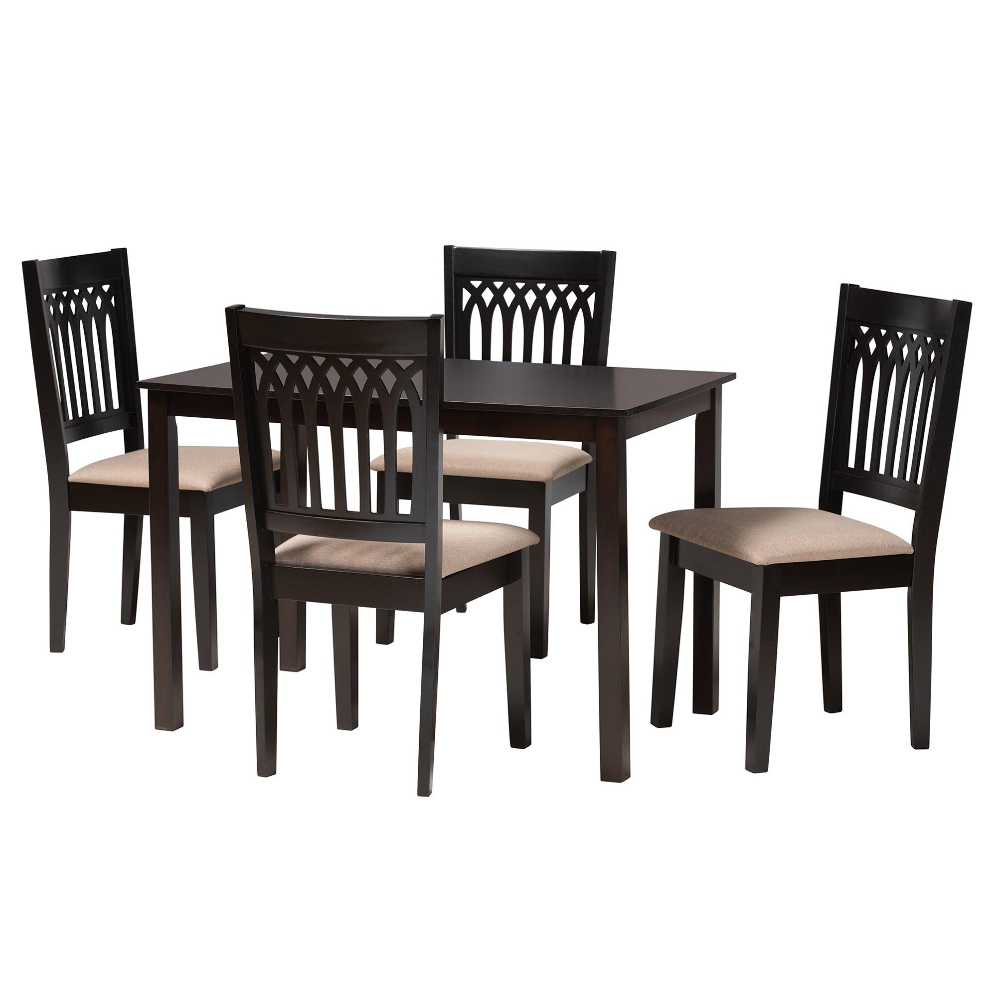 Genesis Modern Fabric and Finished Wood 5-Piece Dining Set