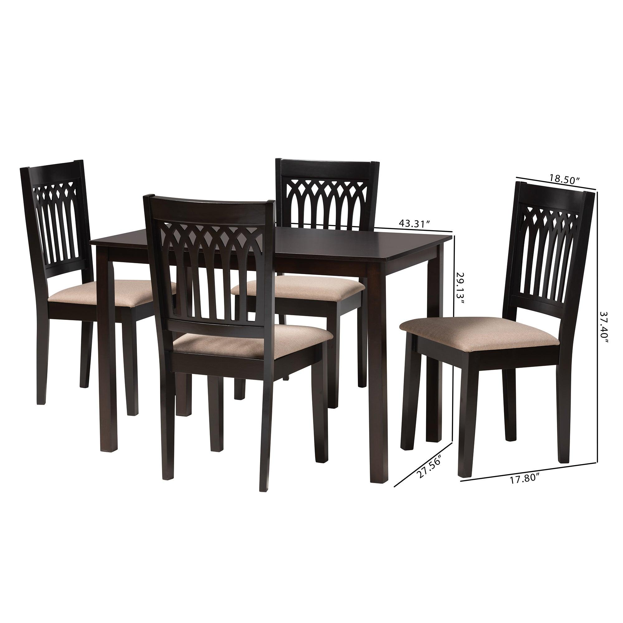 Genesis Modern Fabric and Finished Wood 5-Piece Dining Set