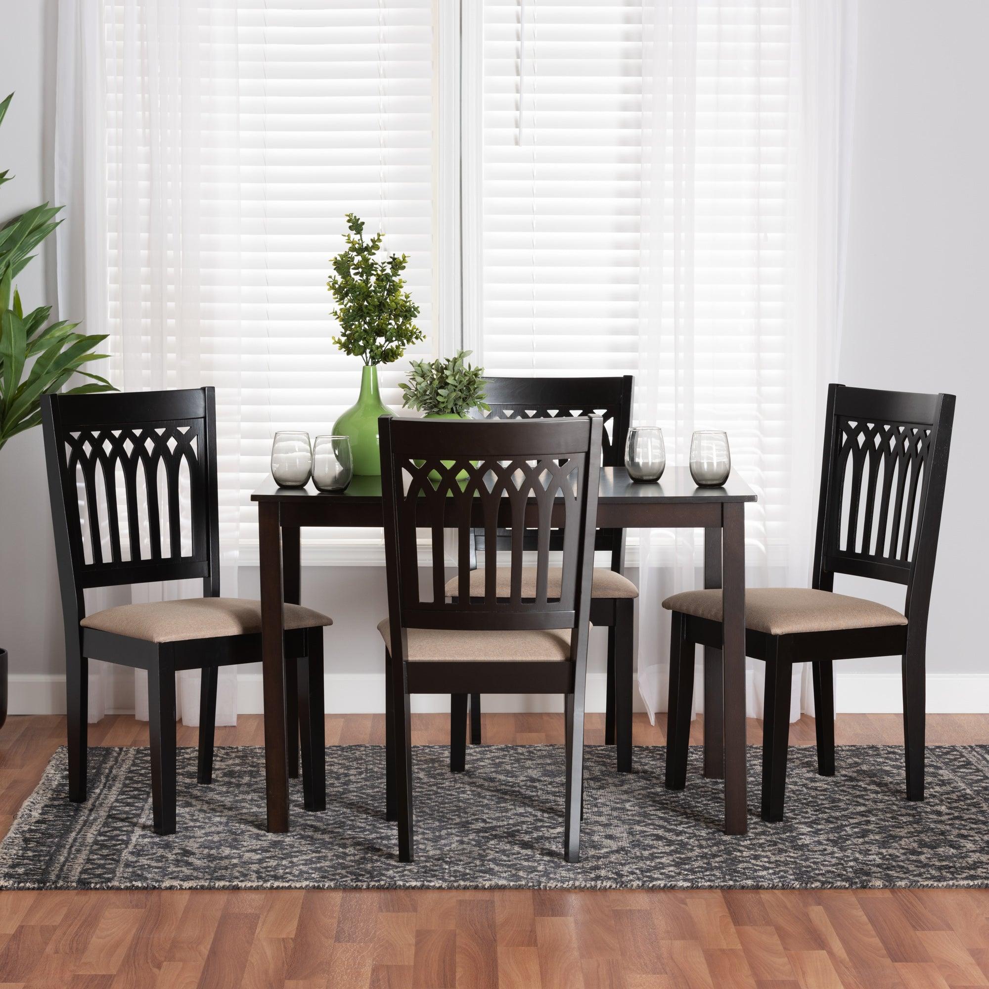 Genesis Modern Fabric and Finished Wood 5-Piece Dining Set