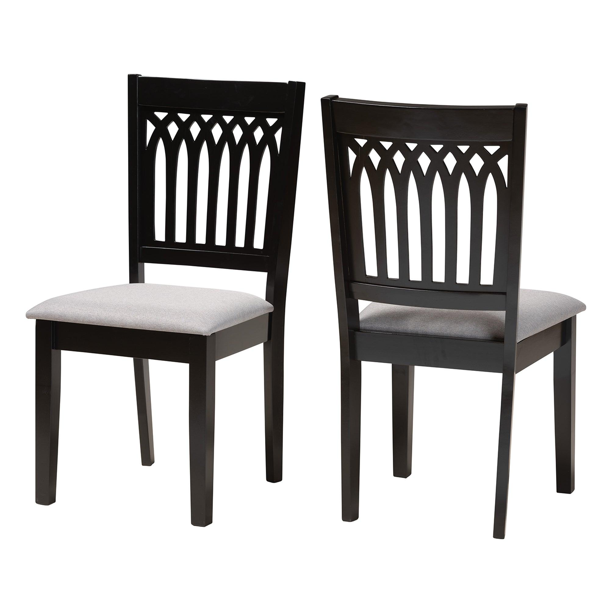 Genesis Modern Fabric and Finished Wood 2-Piece Dining Chair Set