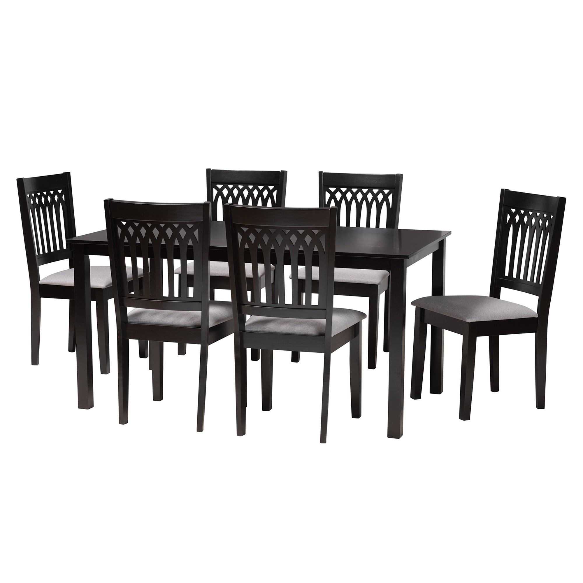 Genesis Modern Fabric and Finished Wood 7-Piece Dining Set