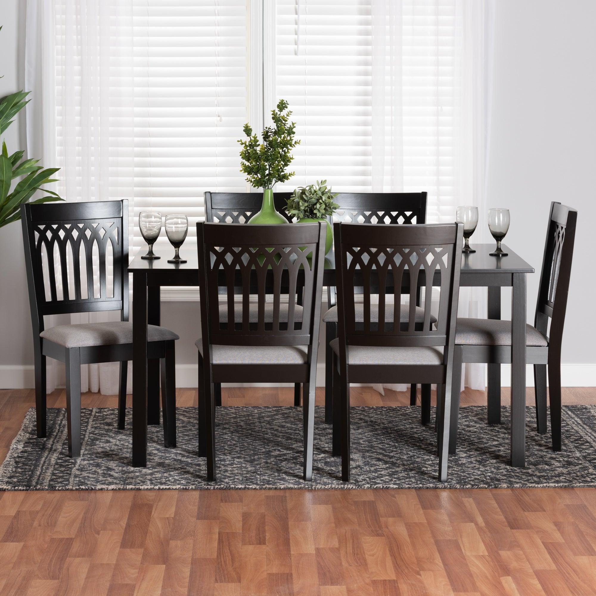 Genesis Modern Fabric and Finished Wood 7-Piece Dining Set