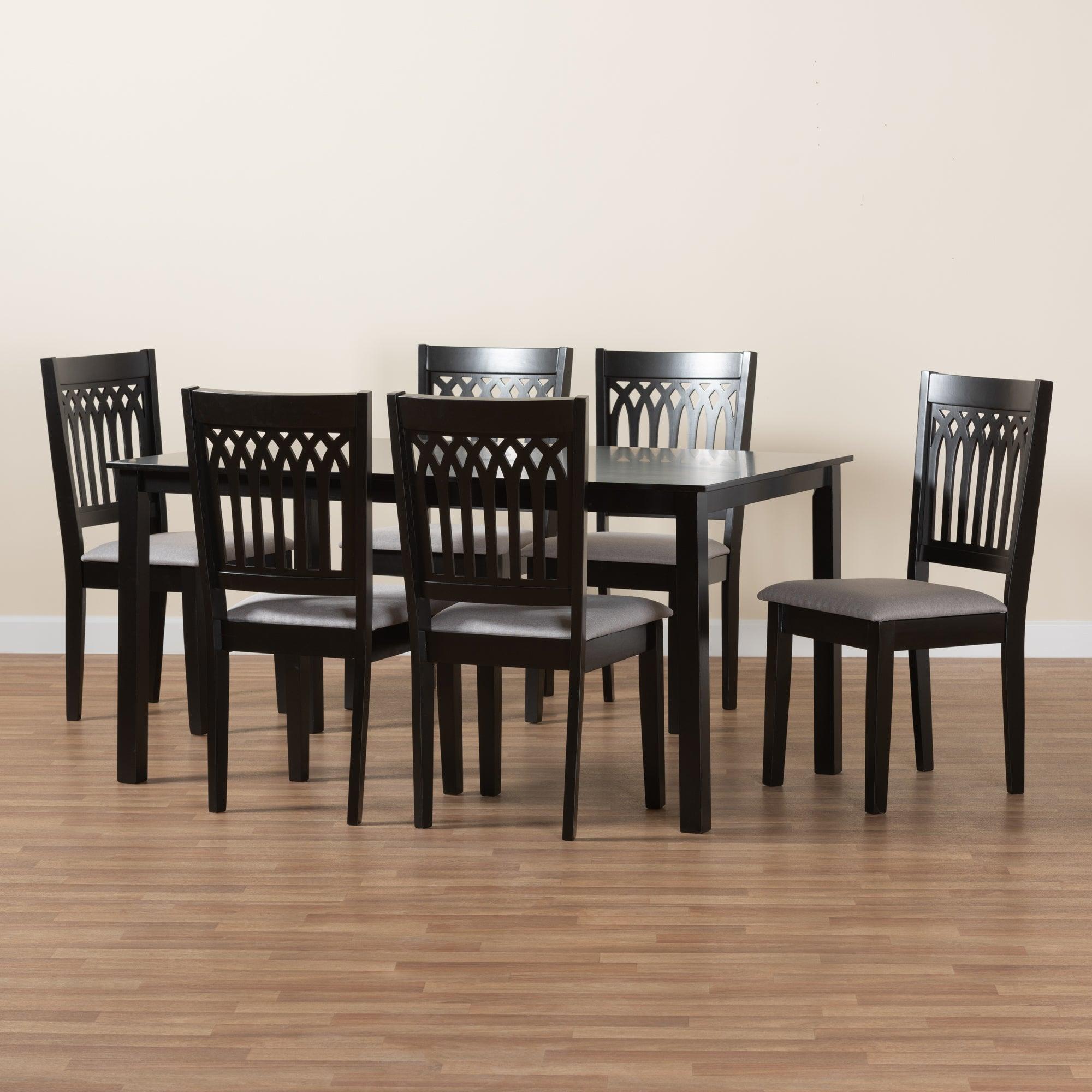 Genesis Modern Fabric and Finished Wood 7-Piece Dining Set