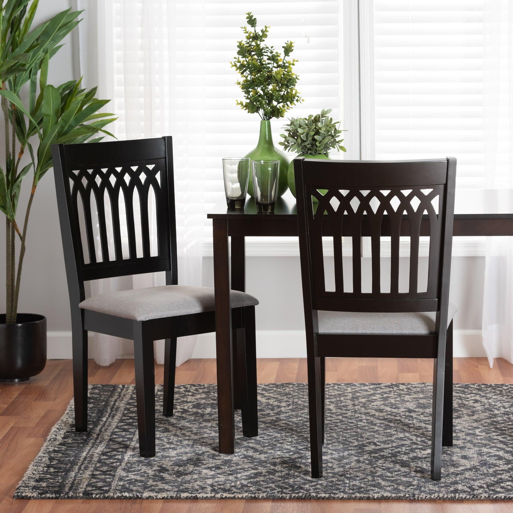 Genesis Modern Fabric and Finished Wood 2-Piece Dining Chair Set