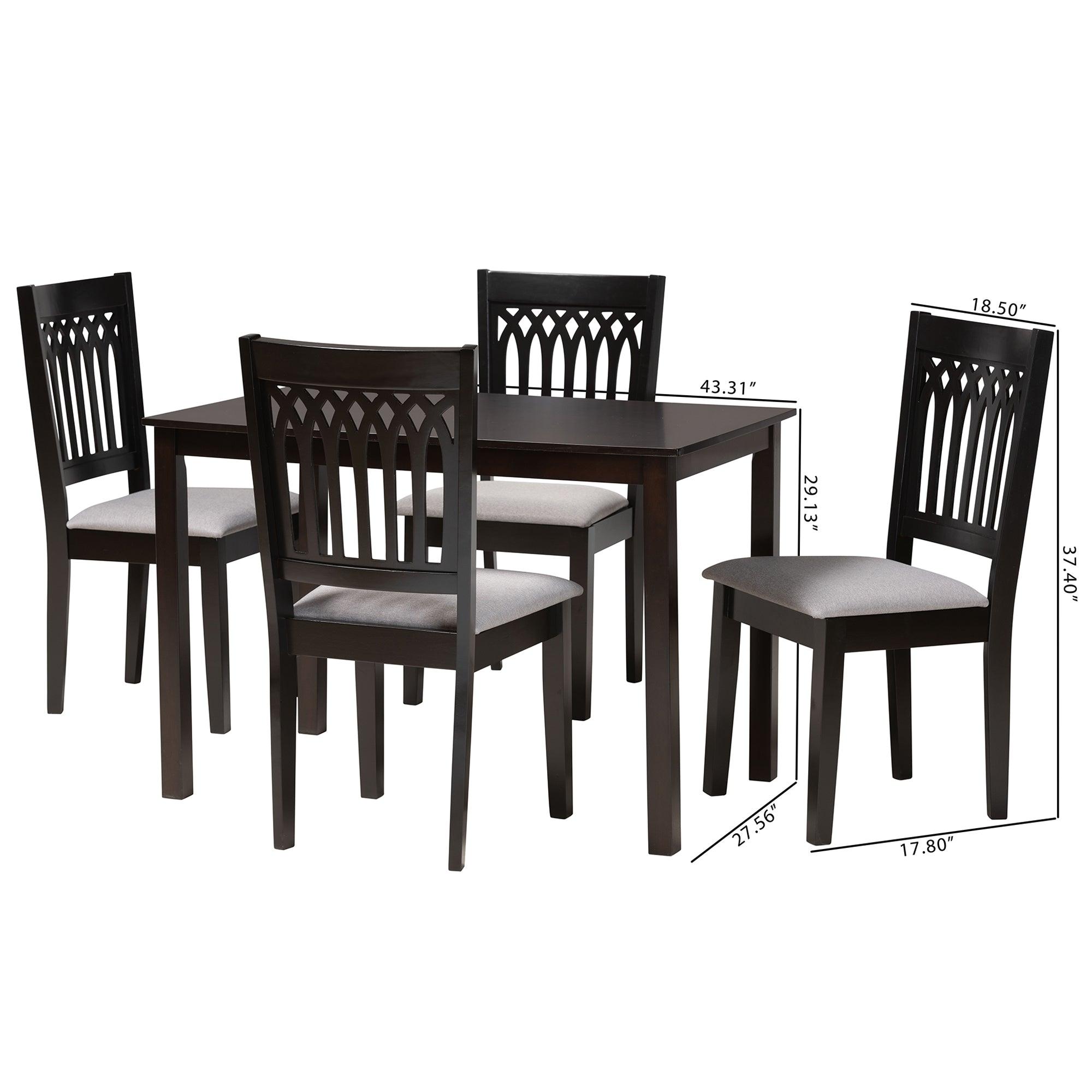 Genesis Modern Fabric and Finished Wood 5-Piece Dining Set