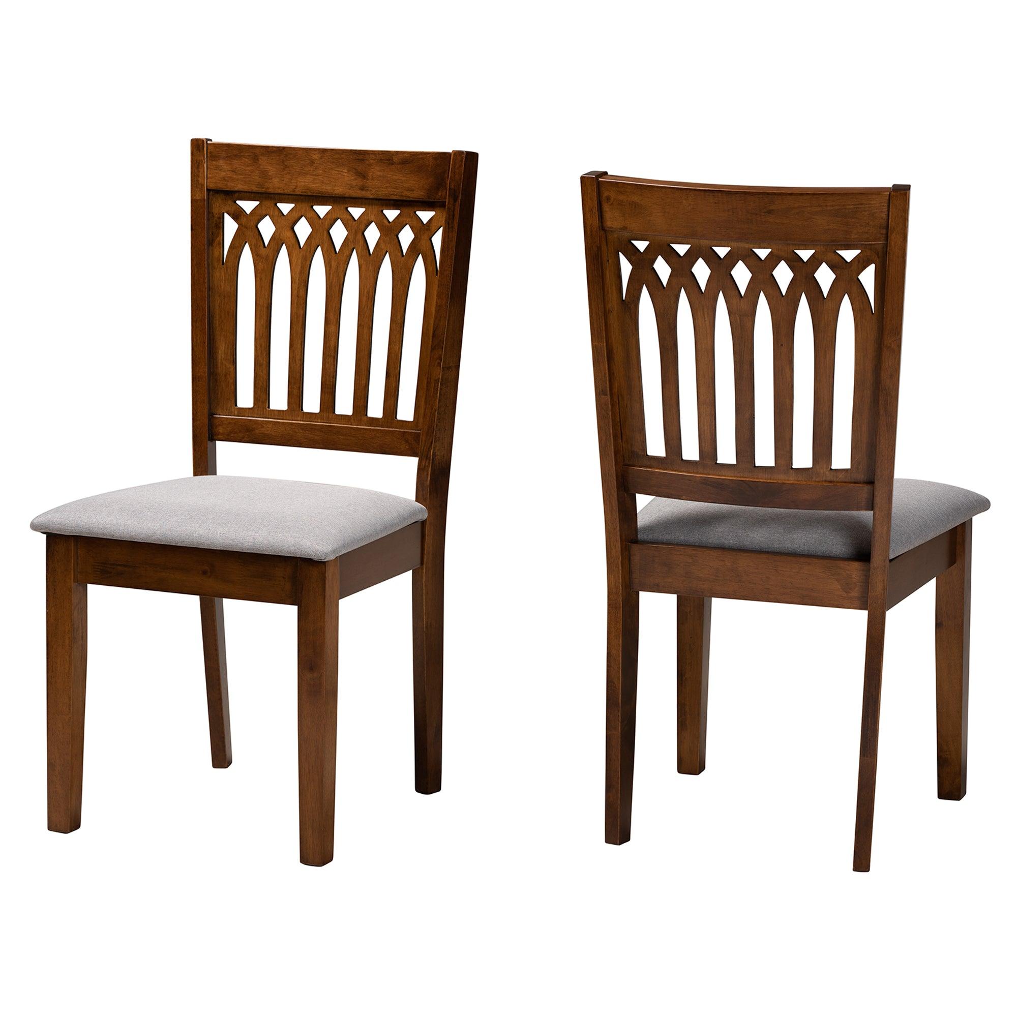 Genesis Modern Fabric and Finished Wood 2-Piece Dining Chair Set