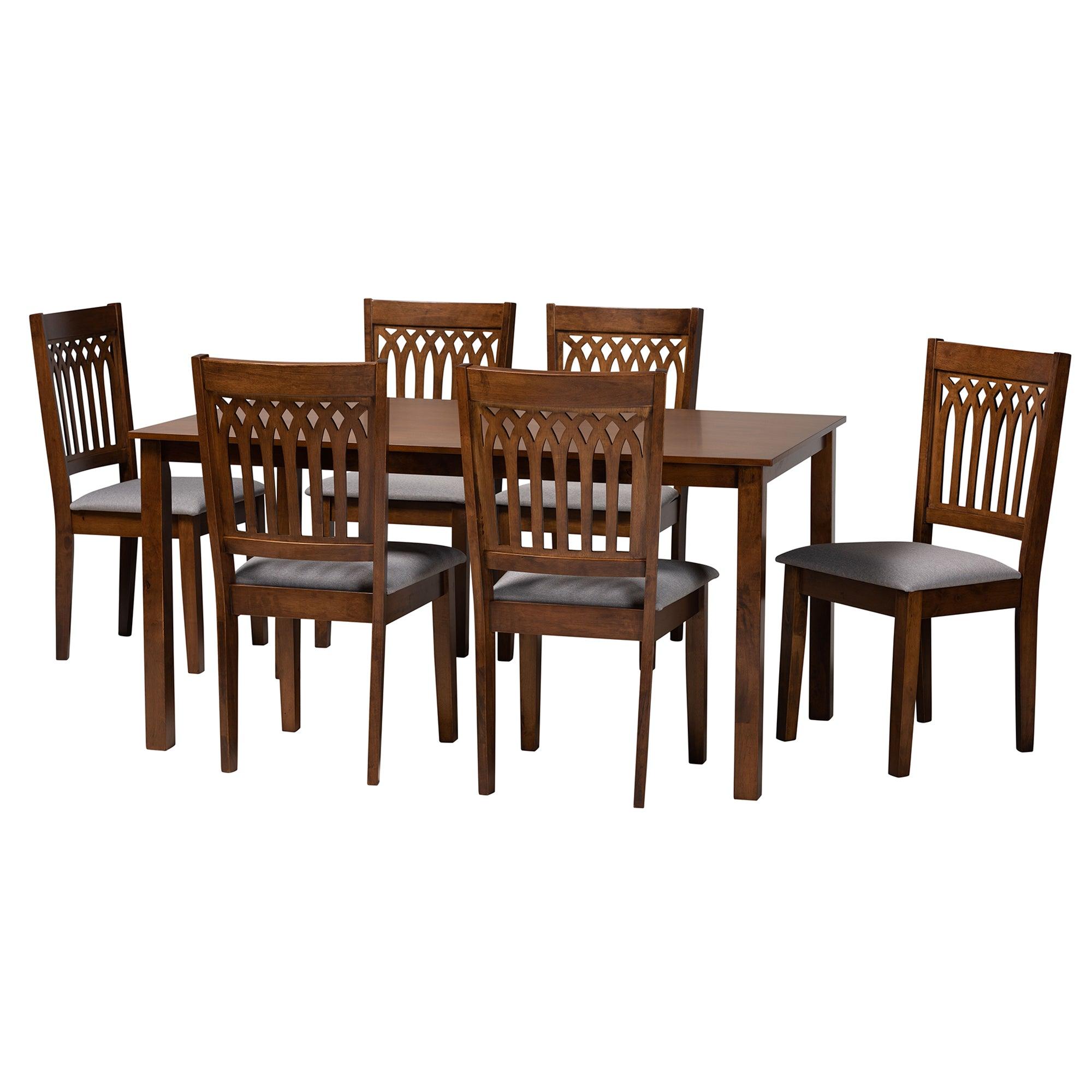 Genesis Modern Fabric and Finished Wood 7-Piece Dining Set