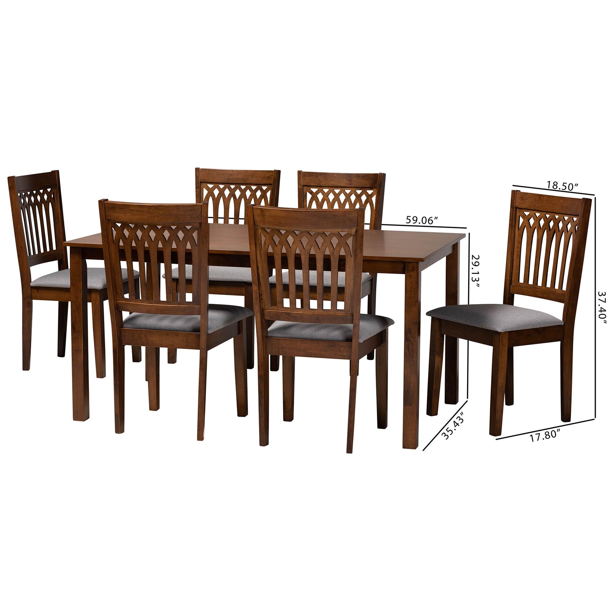 Genesis Modern Fabric and Finished Wood 7-Piece Dining Set