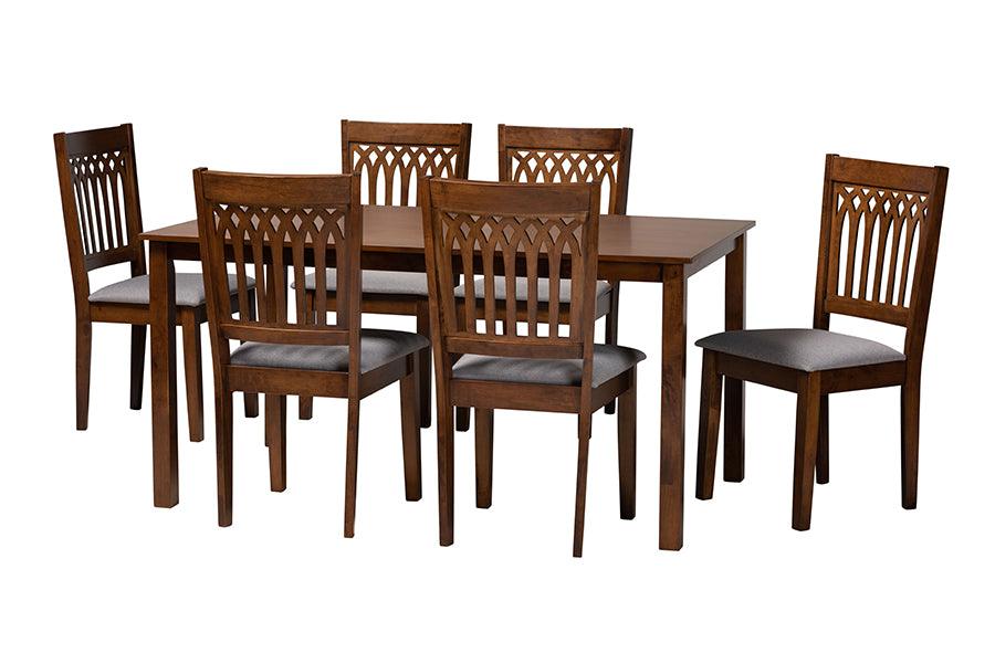 Genesis Modern Fabric and Finished Wood 7-Piece Dining Set