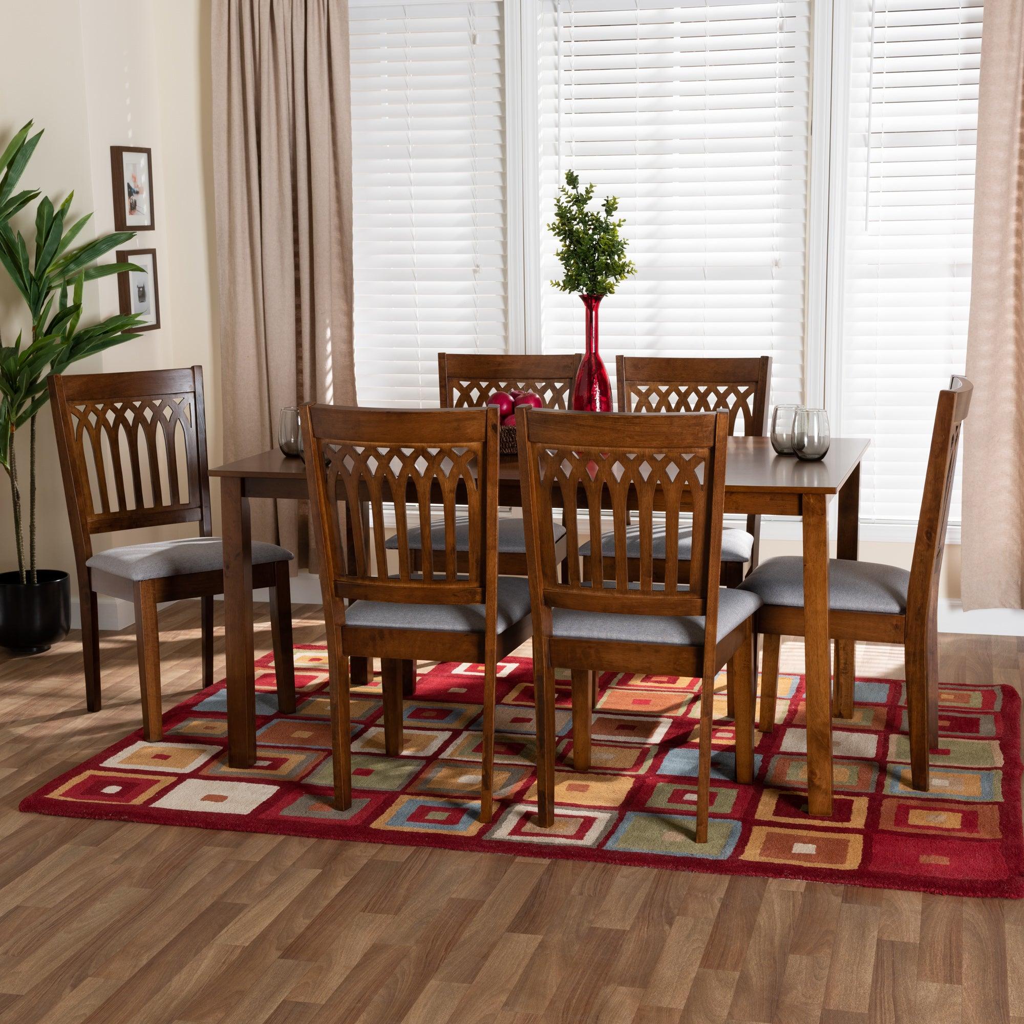 Genesis Modern Fabric and Finished Wood 7-Piece Dining Set