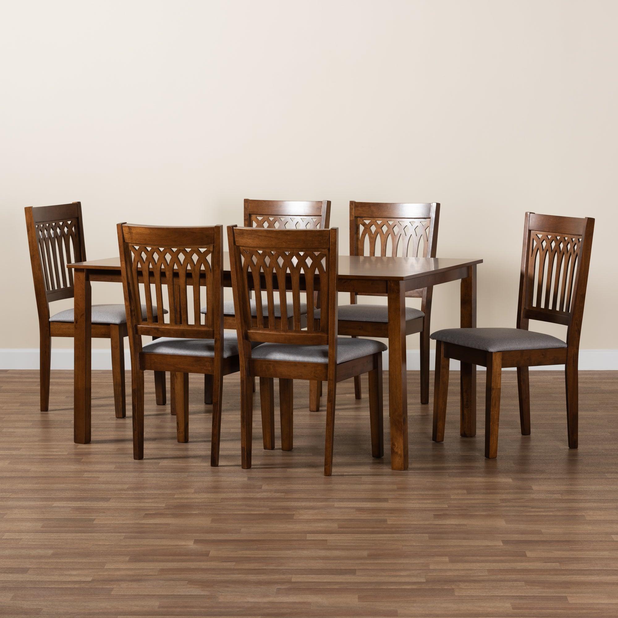 Genesis Modern Fabric and Finished Wood 7-Piece Dining Set