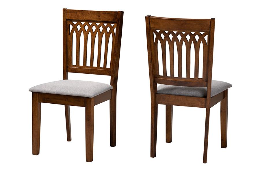 Genesis Modern Fabric and Finished Wood 2-Piece Dining Chair Set