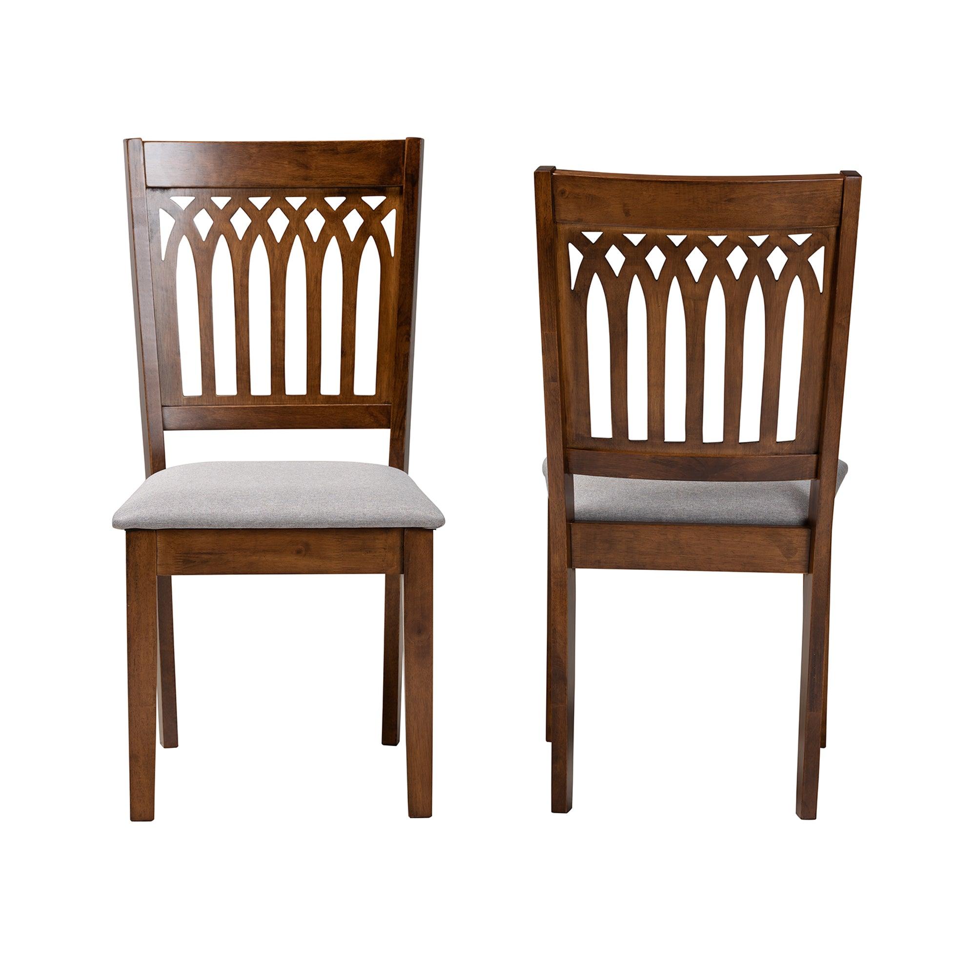 Genesis Modern Fabric and Finished Wood 2-Piece Dining Chair Set