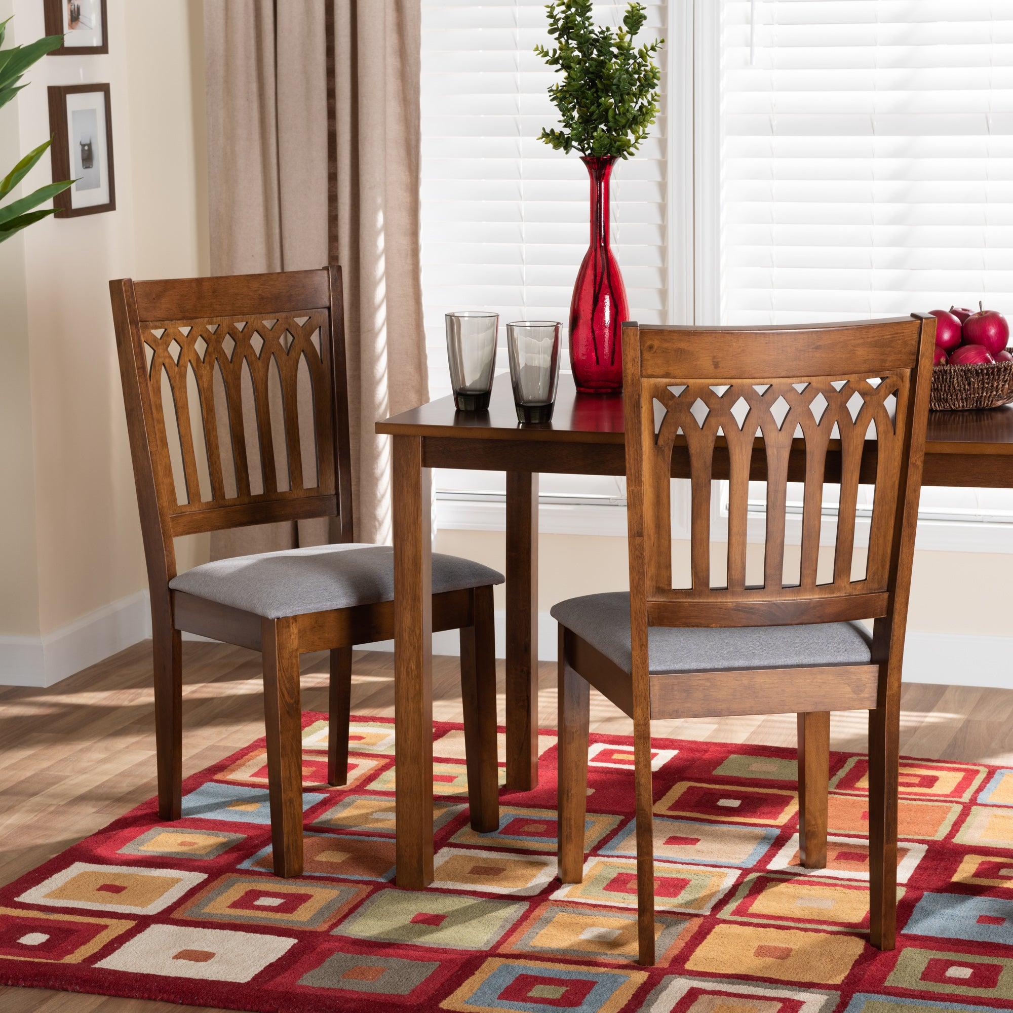 Genesis Modern Fabric and Finished Wood 2-Piece Dining Chair Set