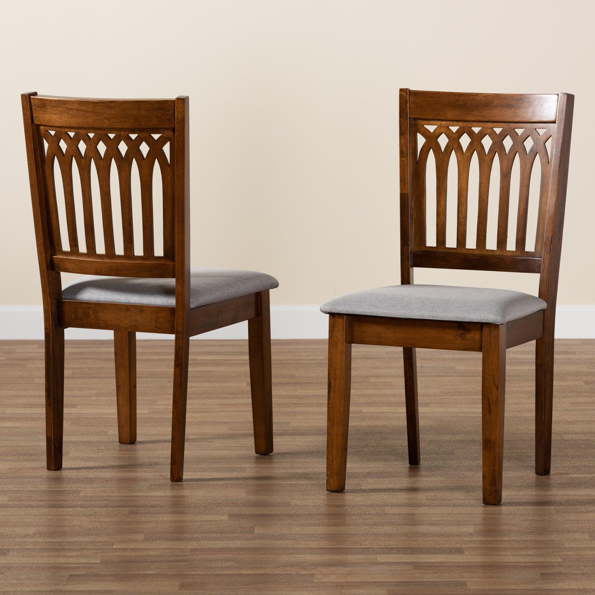 Genesis Modern Fabric and Finished Wood 2-Piece Dining Chair Set