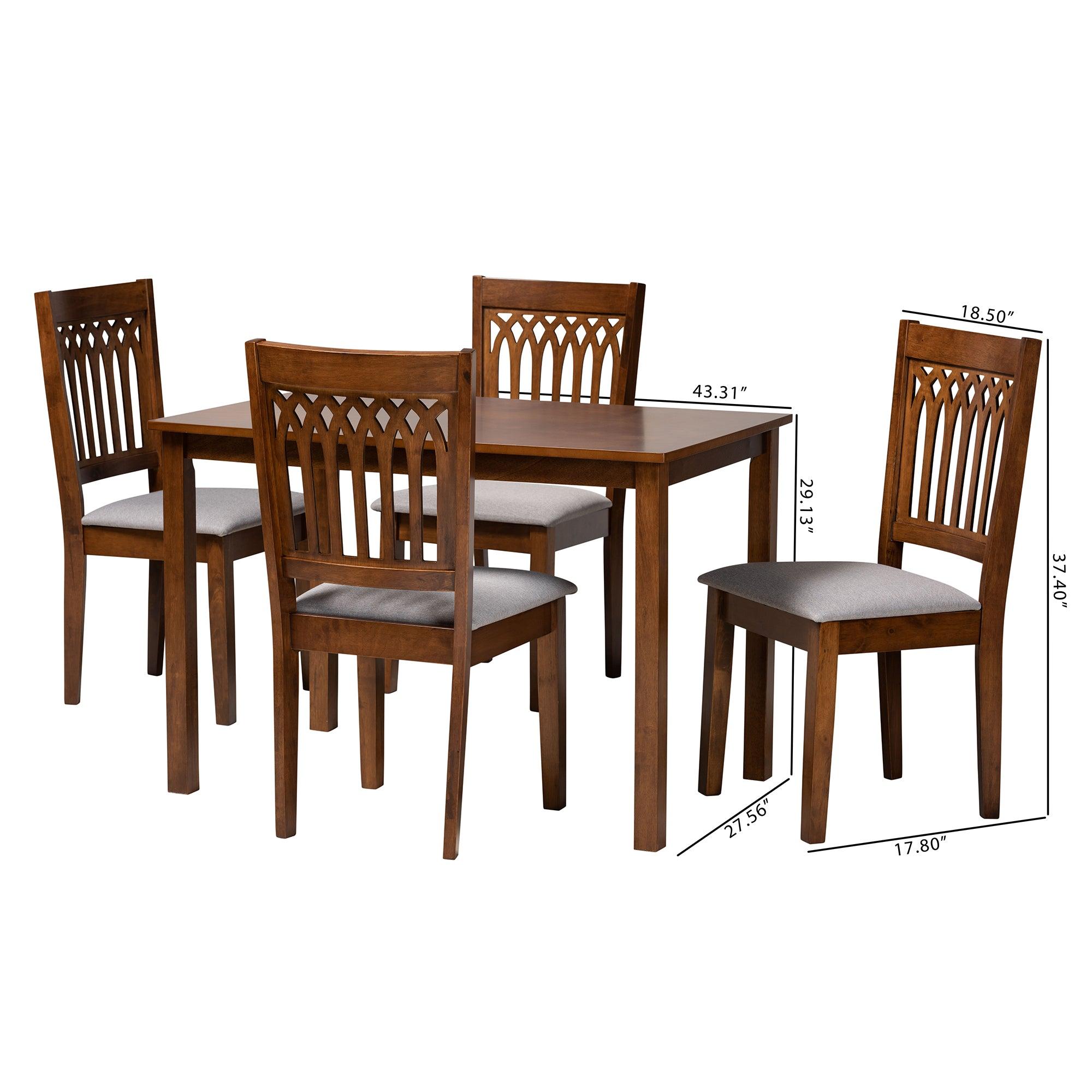 Genesis Modern Fabric and Finished Wood 5-Piece Dining Set