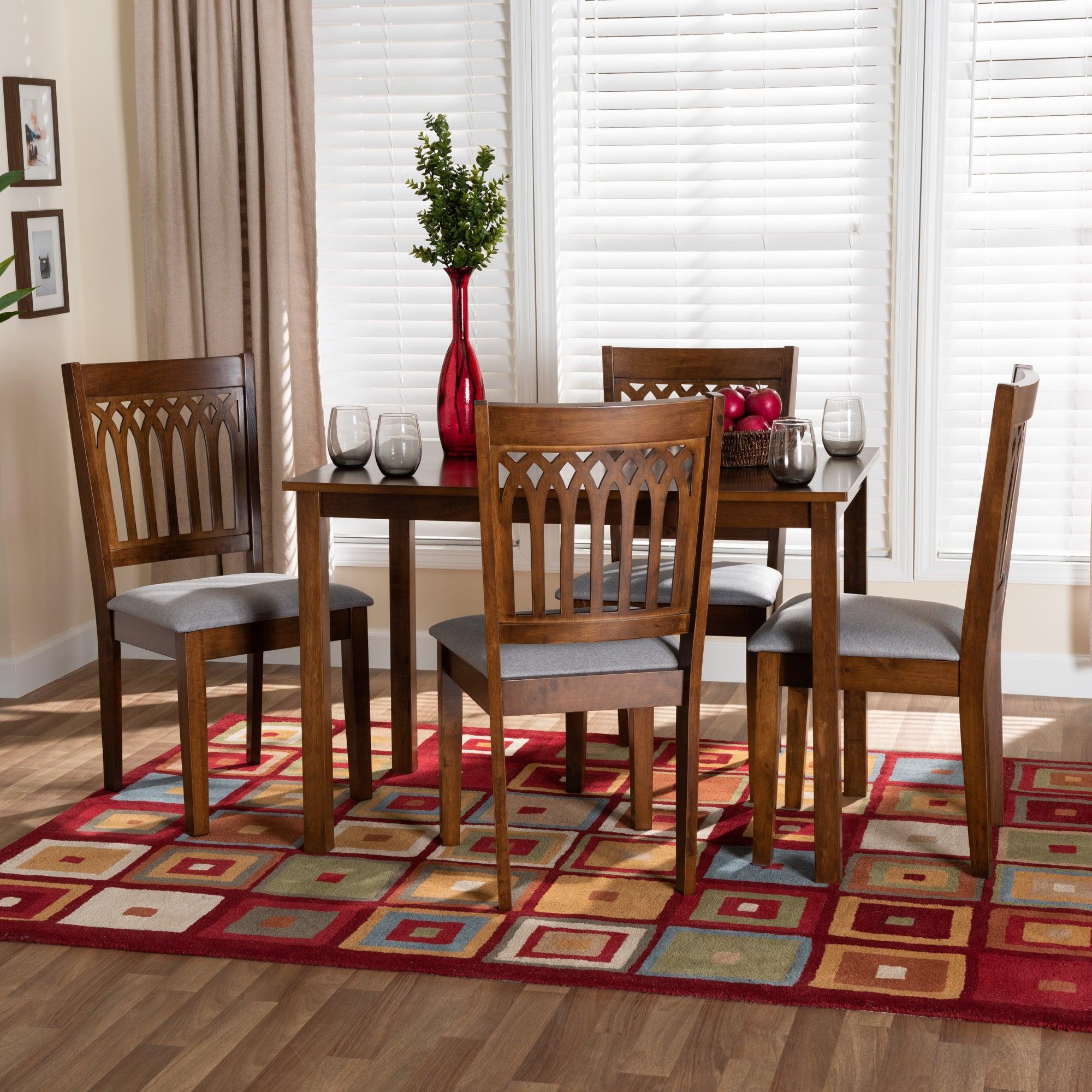 Genesis Modern Fabric and Finished Wood 5-Piece Dining Set