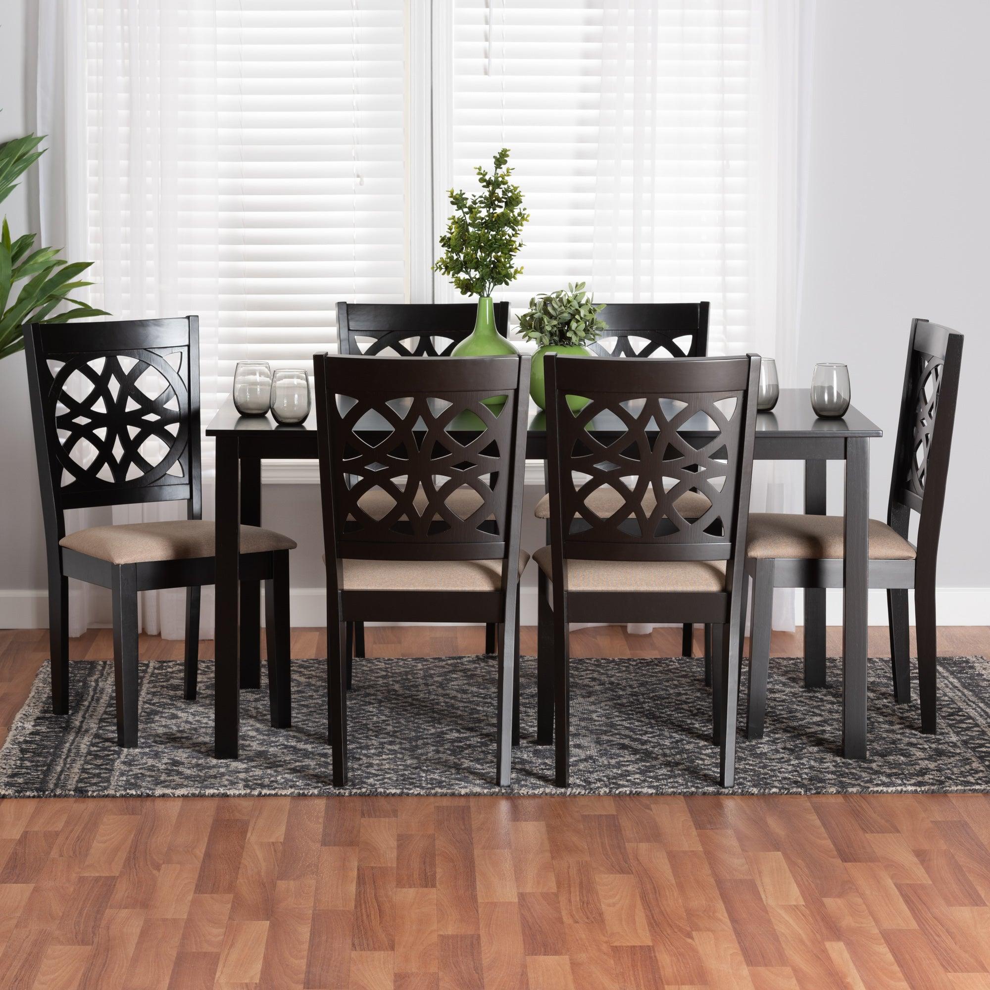 Abigail Modern Fabric and Finished Wood 7-Piece Dining Set