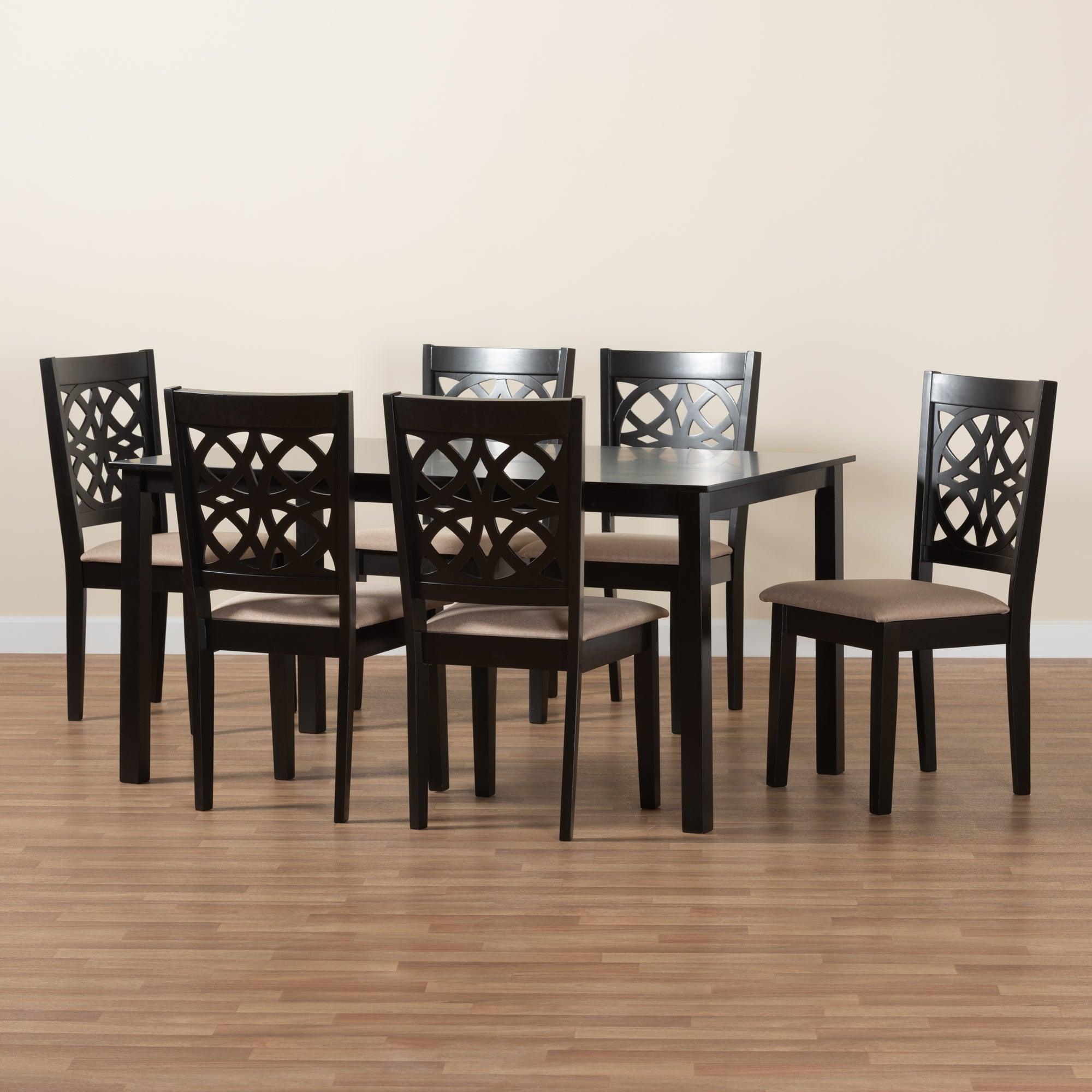 Abigail Modern Fabric and Finished Wood 7-Piece Dining Set