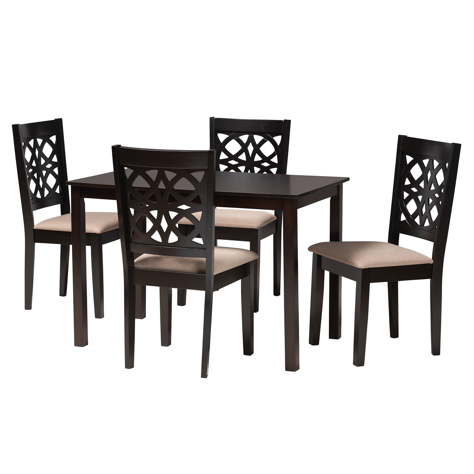 Abigail Modern Fabric and Finished Wood 5-Piece Dining Set