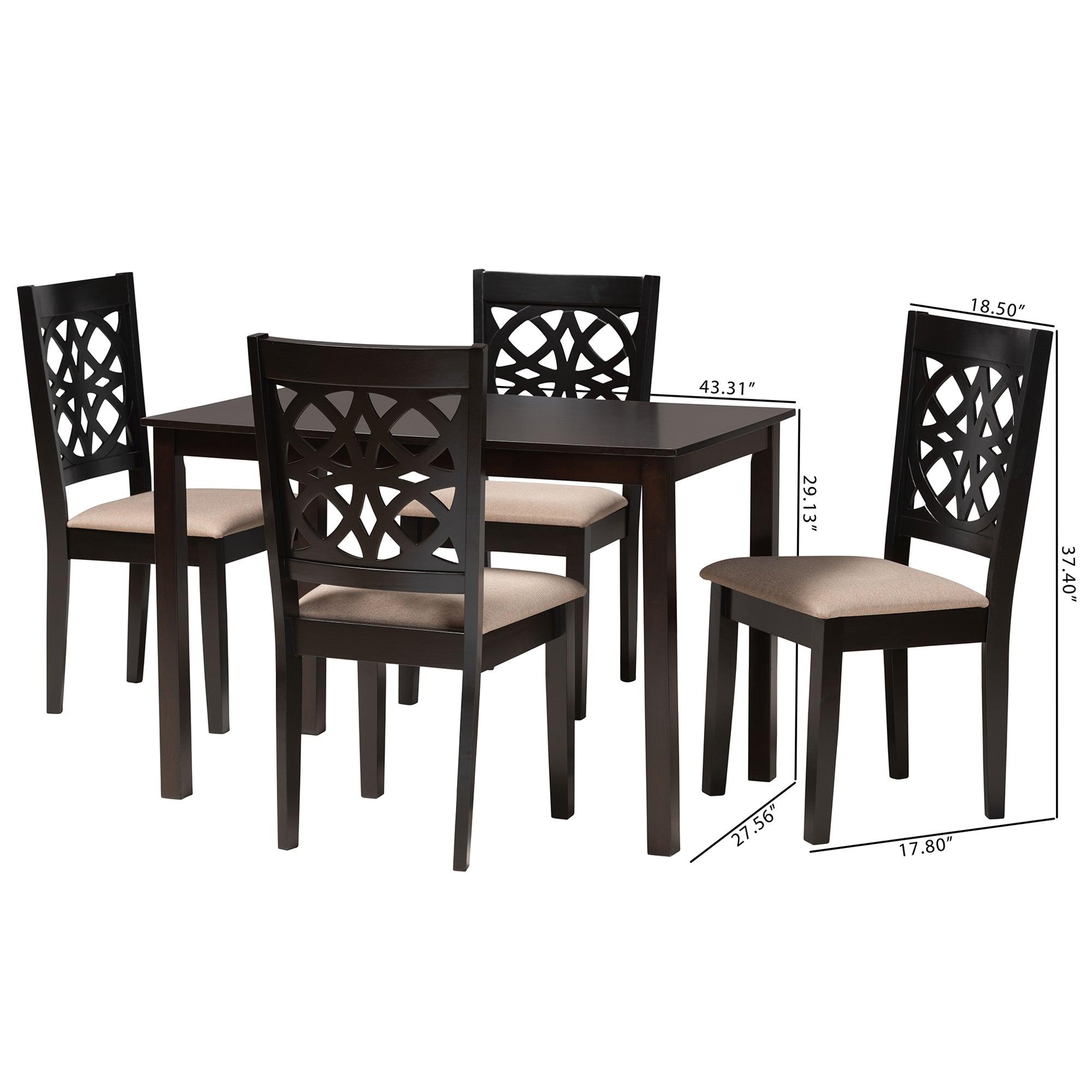 Abigail Modern Fabric and Finished Wood 5-Piece Dining Set