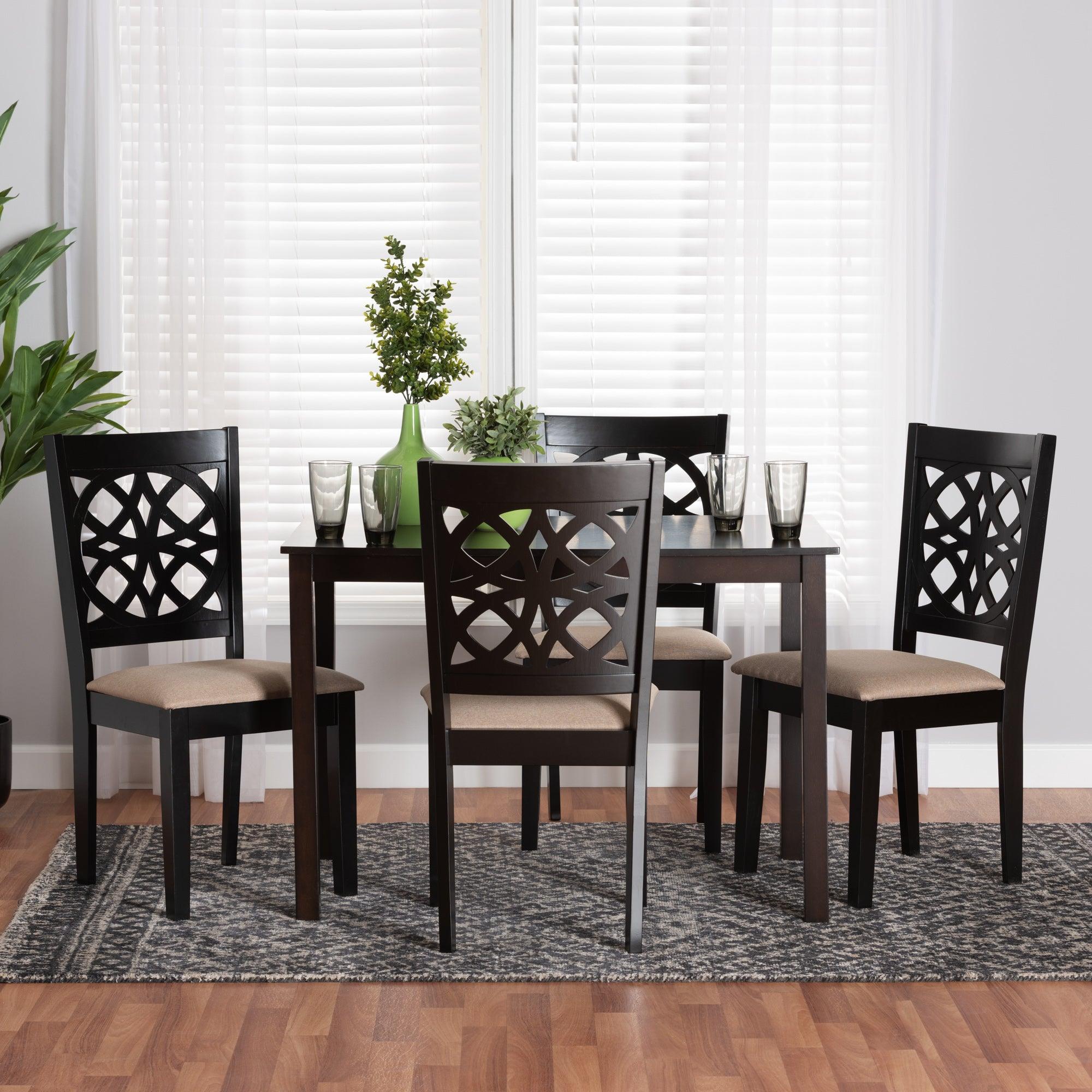 Abigail Modern Fabric and Finished Wood 5-Piece Dining Set