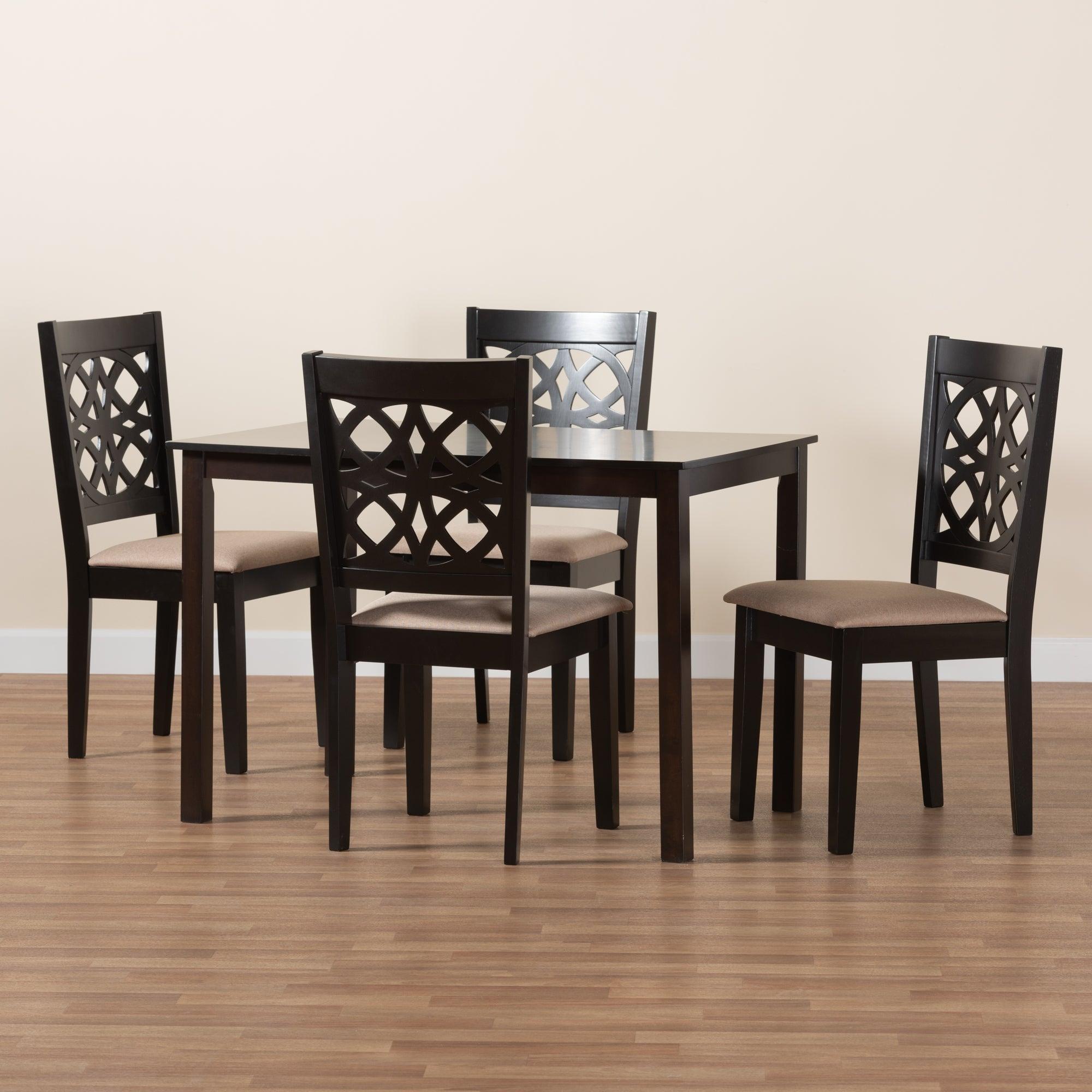 Abigail Modern Fabric and Finished Wood 5-Piece Dining Set