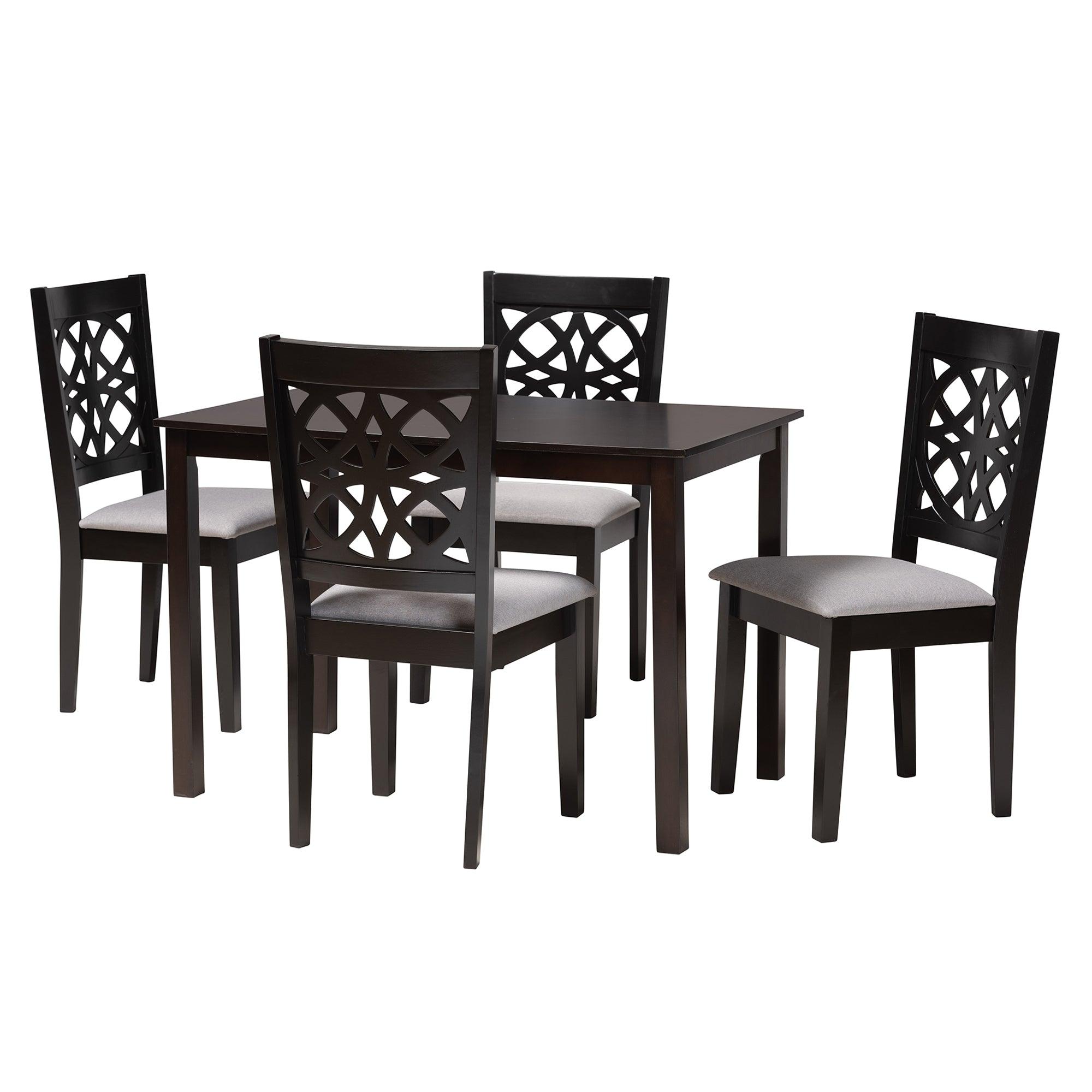 Abigail Modern Fabric and Finished Wood 5-Piece Dining Set