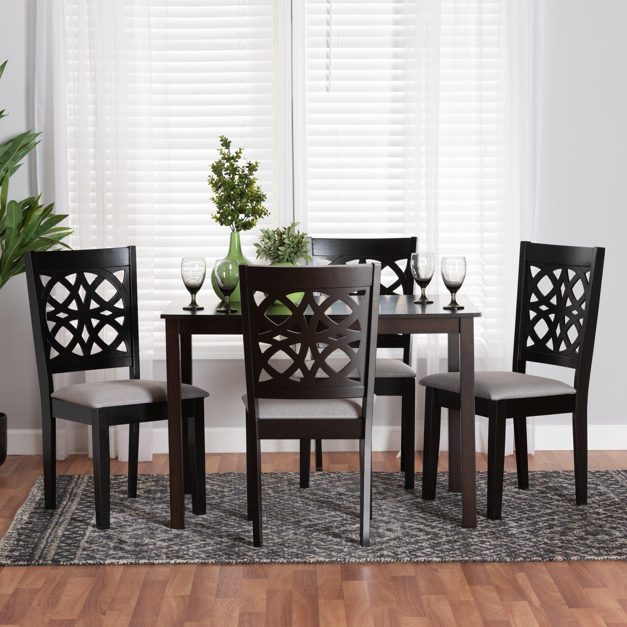 Abigail Modern Fabric and Finished Wood 5-Piece Dining Set