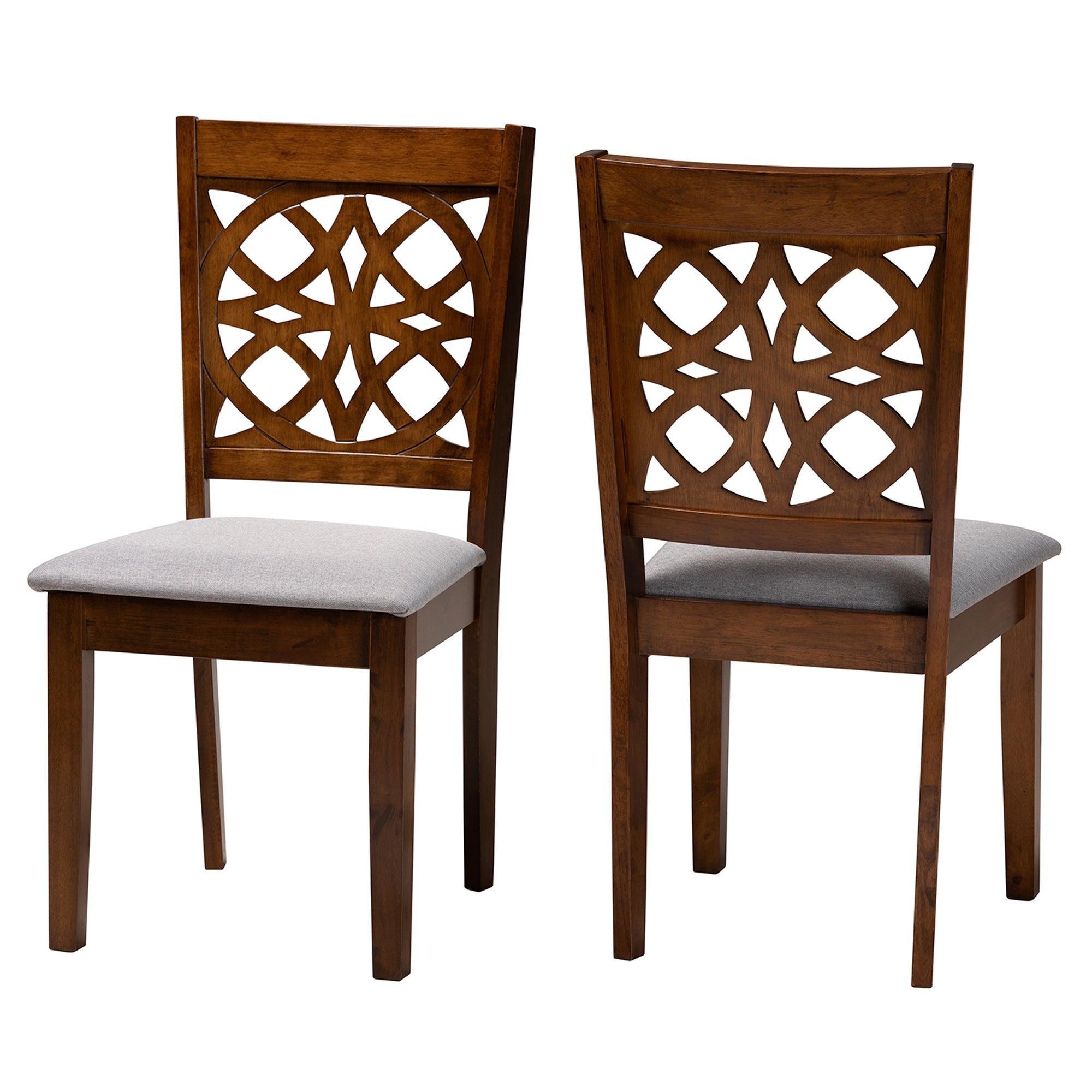 Abigail Modern Fabric and Finished Wood 2-Piece Dining Chair Set