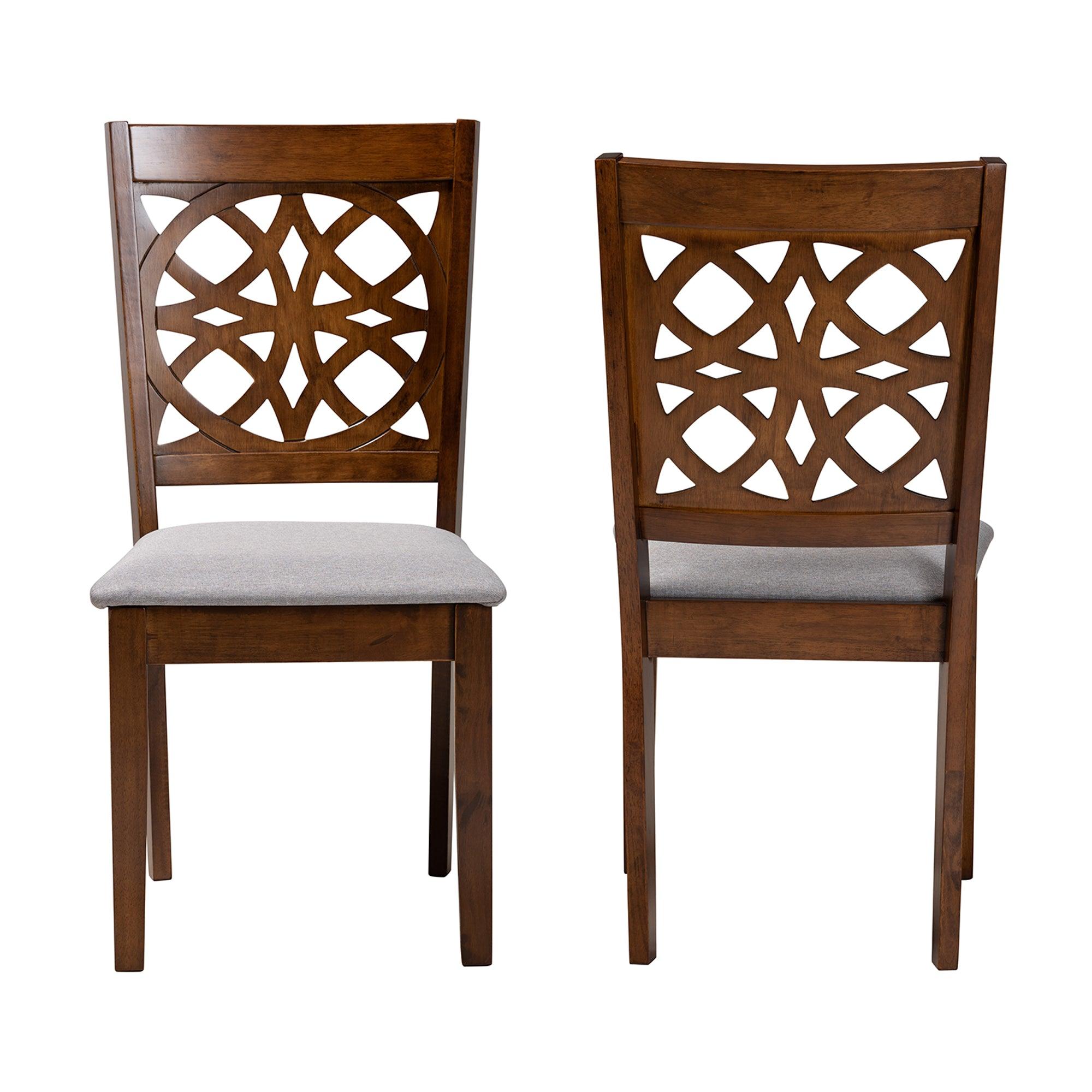 Abigail Modern Fabric and Finished Wood 2-Piece Dining Chair Set