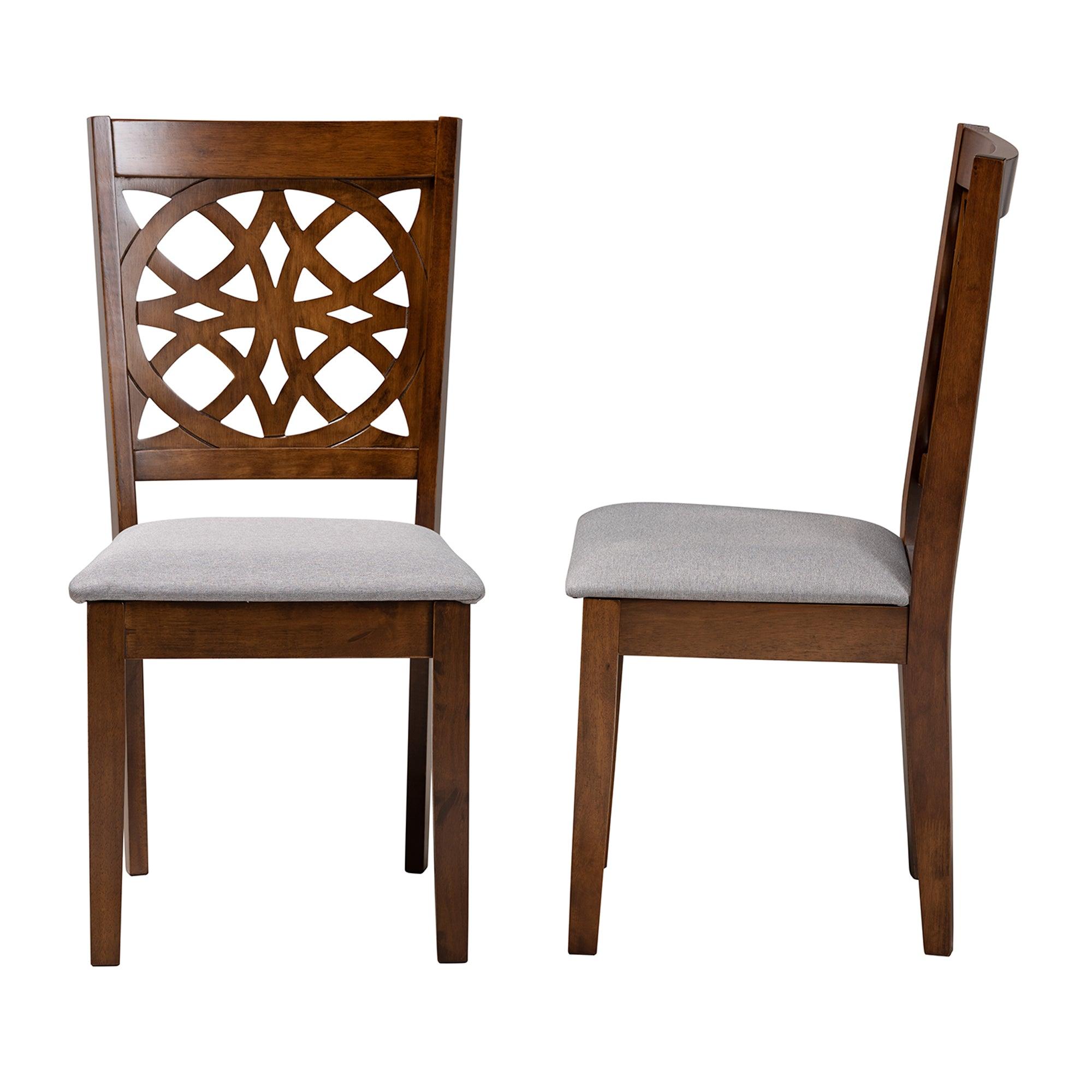 Abigail Modern Fabric and Finished Wood 2-Piece Dining Chair Set