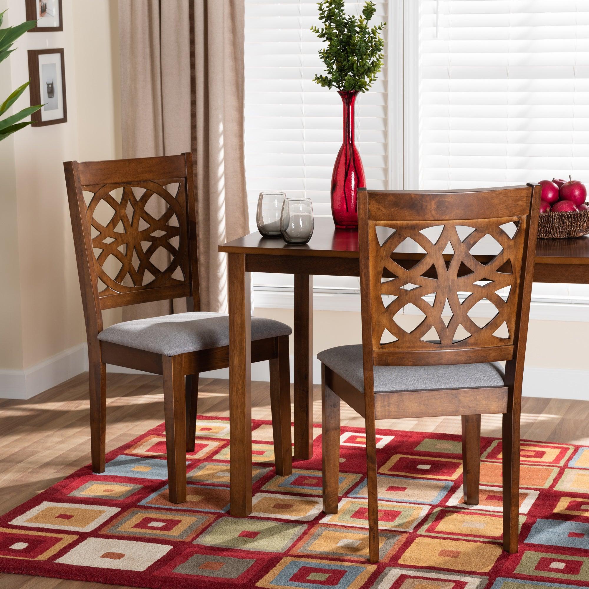 Abigail Modern Fabric and Finished Wood 2-Piece Dining Chair Set