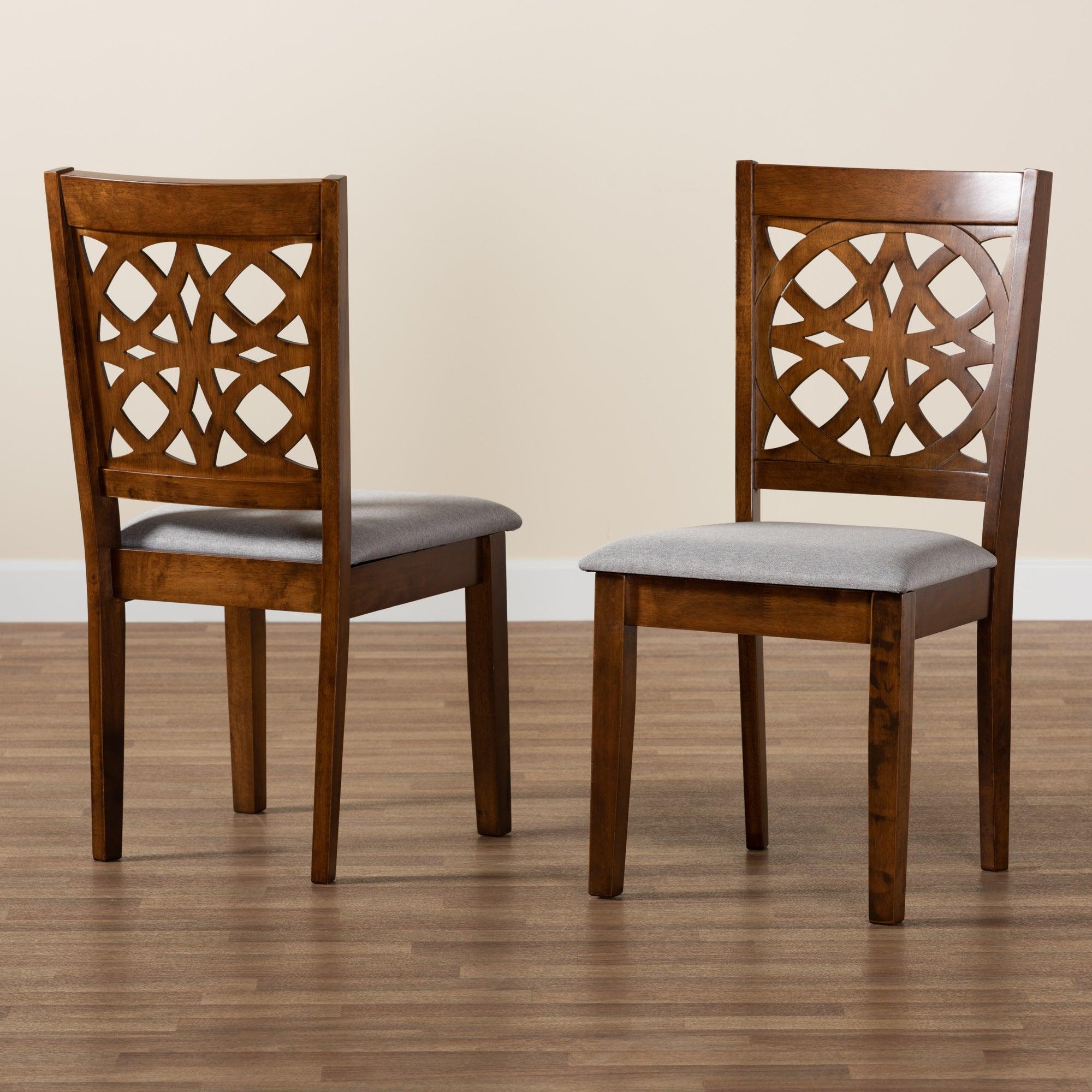 Abigail Modern Fabric and Finished Wood 2-Piece Dining Chair Set