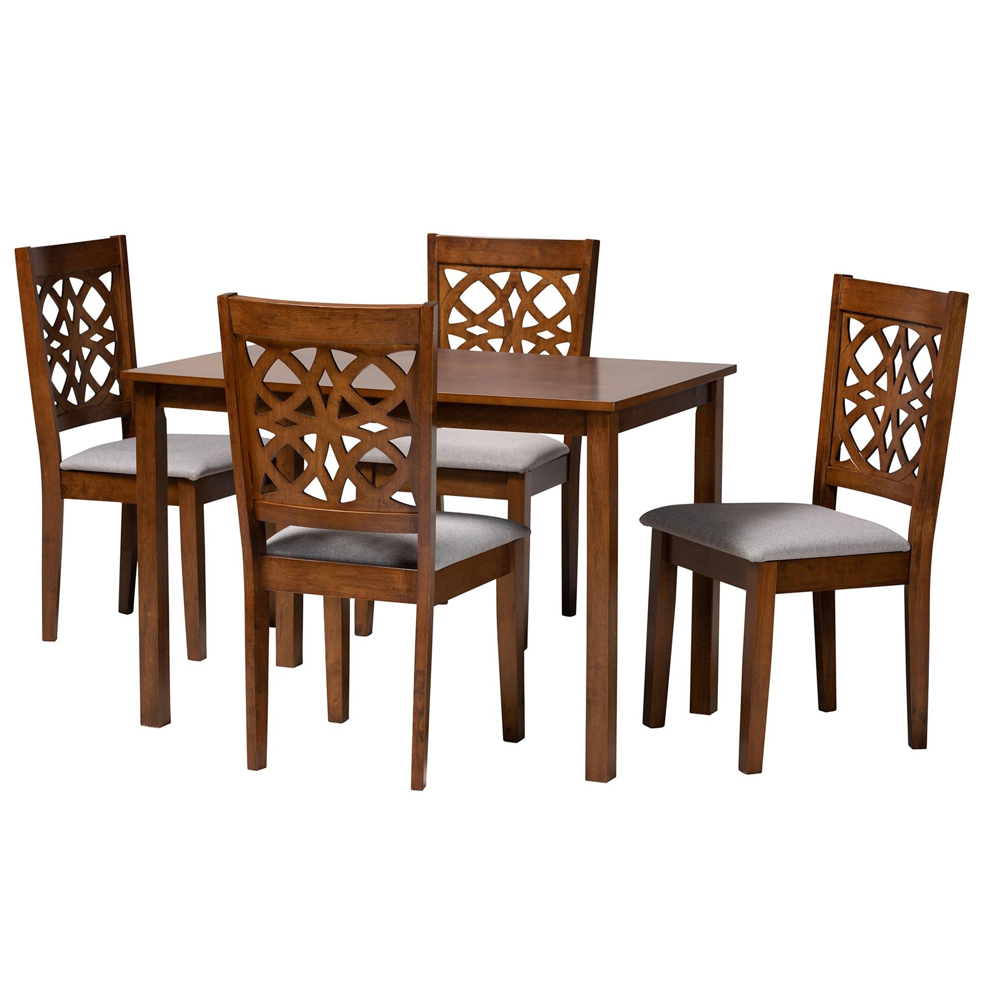 Abigail Modern Fabric and Finished Wood 5-Piece Dining Set