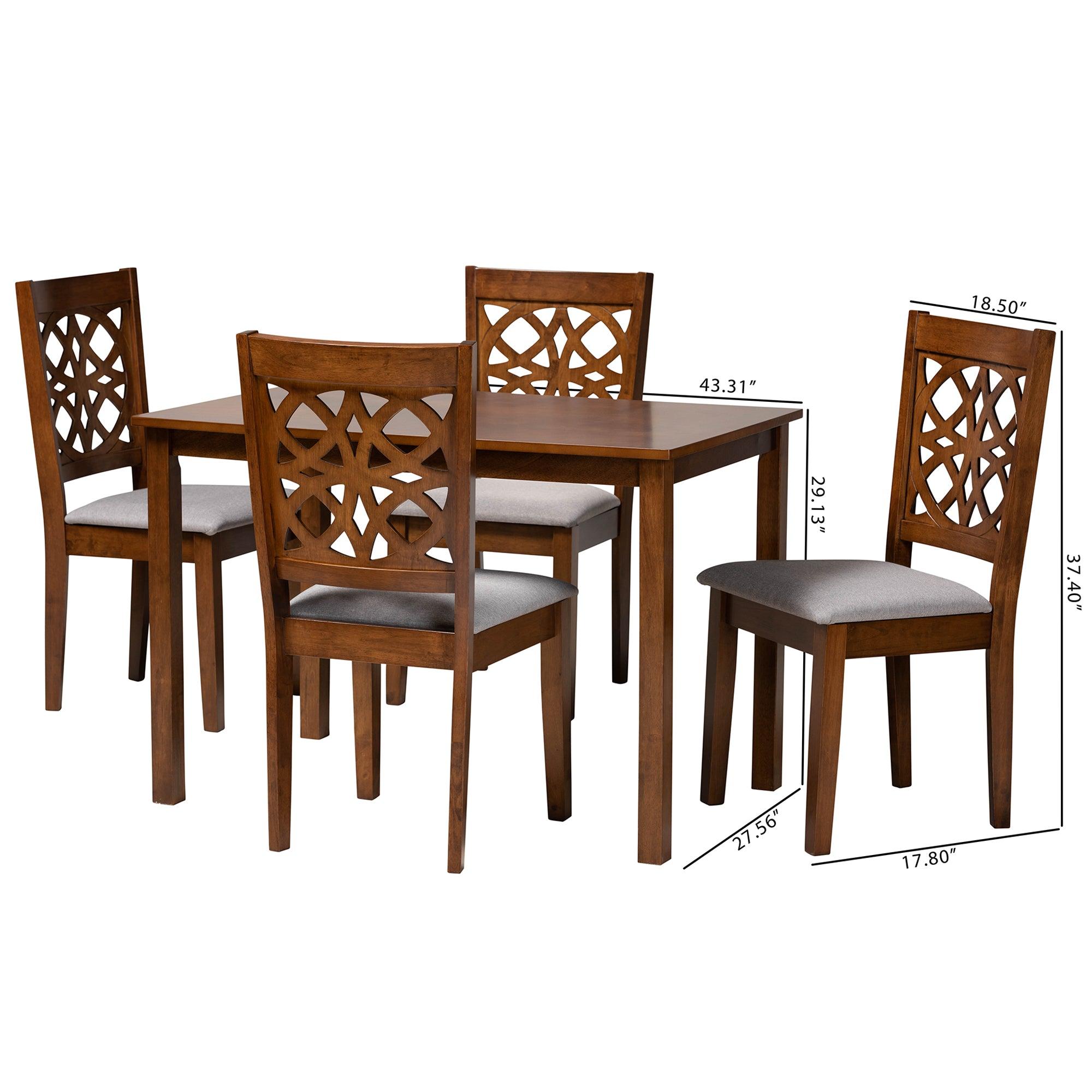 Abigail Modern Fabric and Finished Wood 5-Piece Dining Set