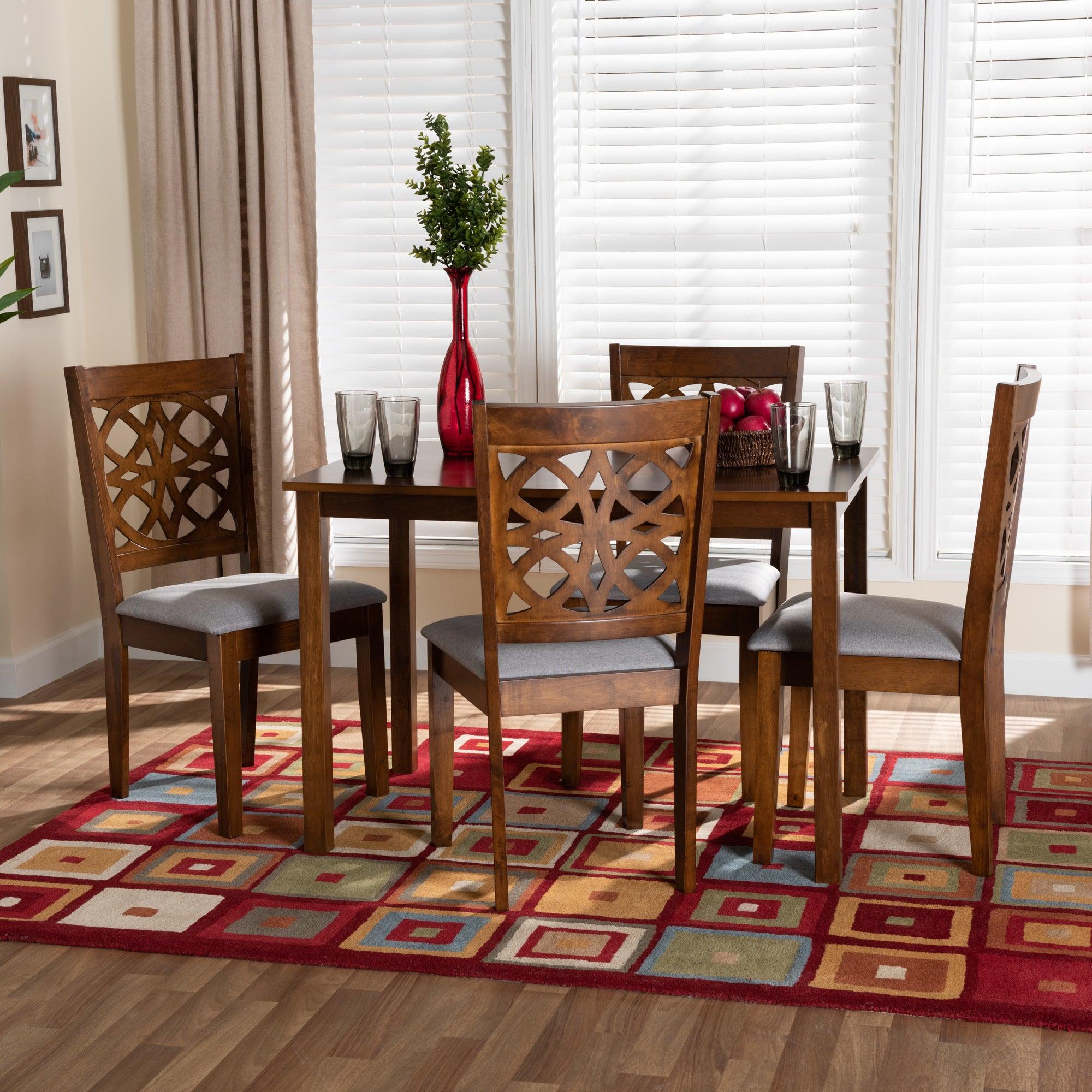 Abigail Modern Fabric and Finished Wood 5-Piece Dining Set