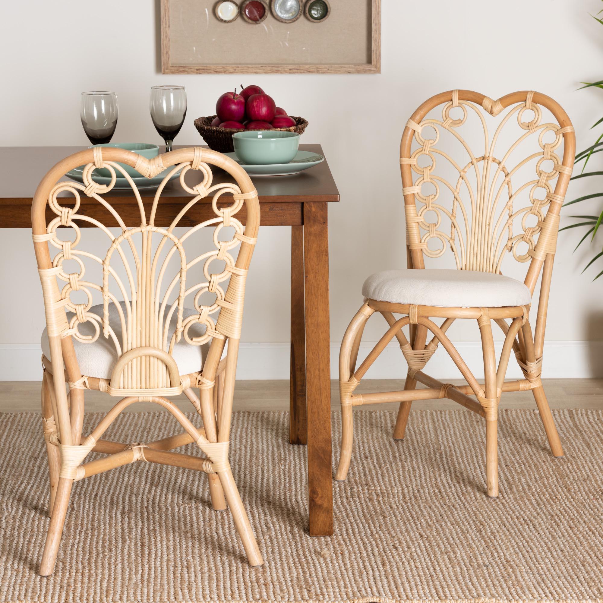 bali & pari Jerica Modern Bohemian Rattan Dining Chair