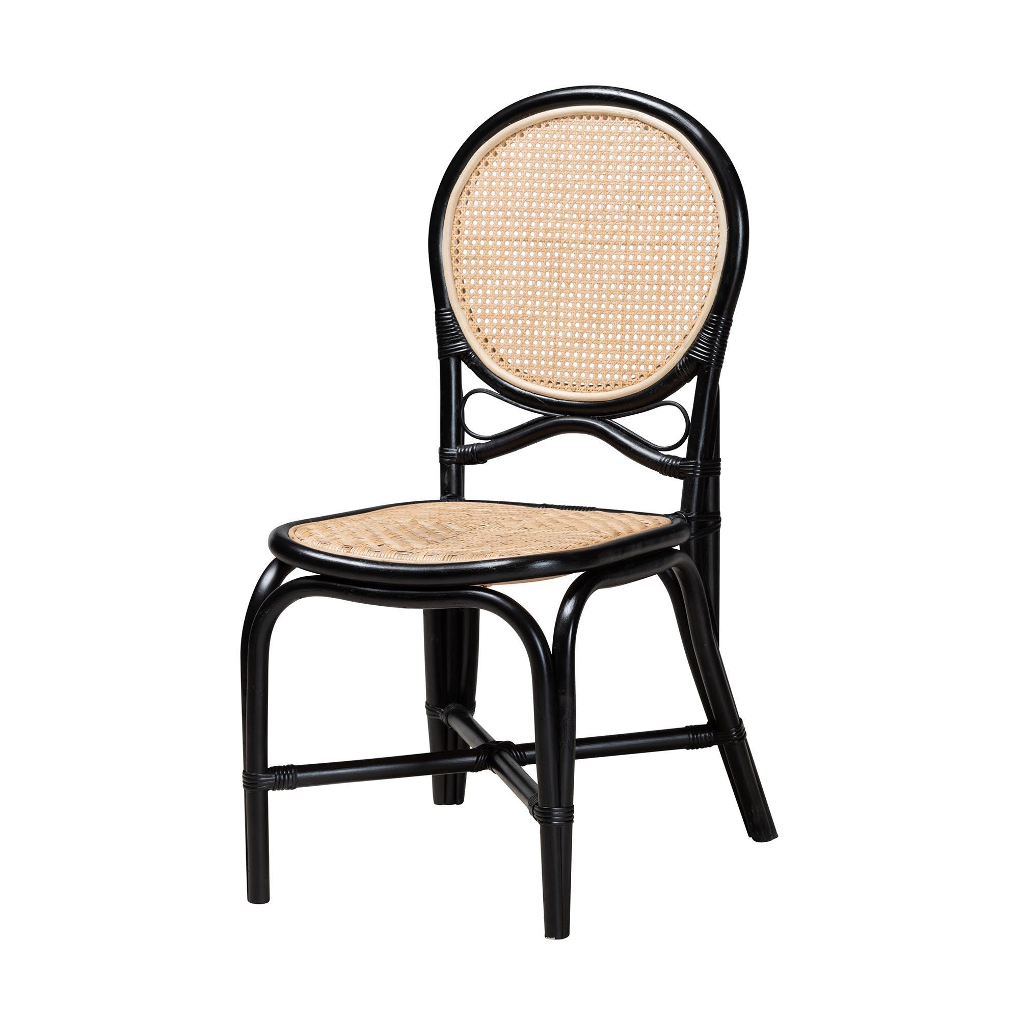 bali & pari Ayana Mid-Century Modern Two-Tone and Rattan Dining Chair